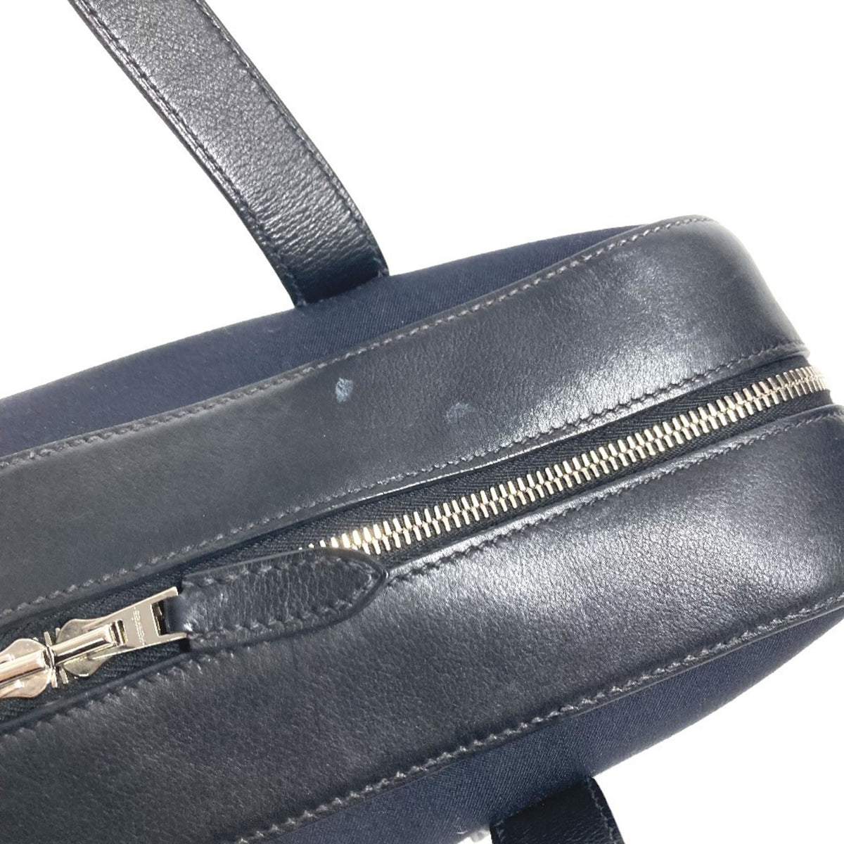 Hermes Black Canvas Leather Briefcase Handbag Tote Bag (Pre-Owned)