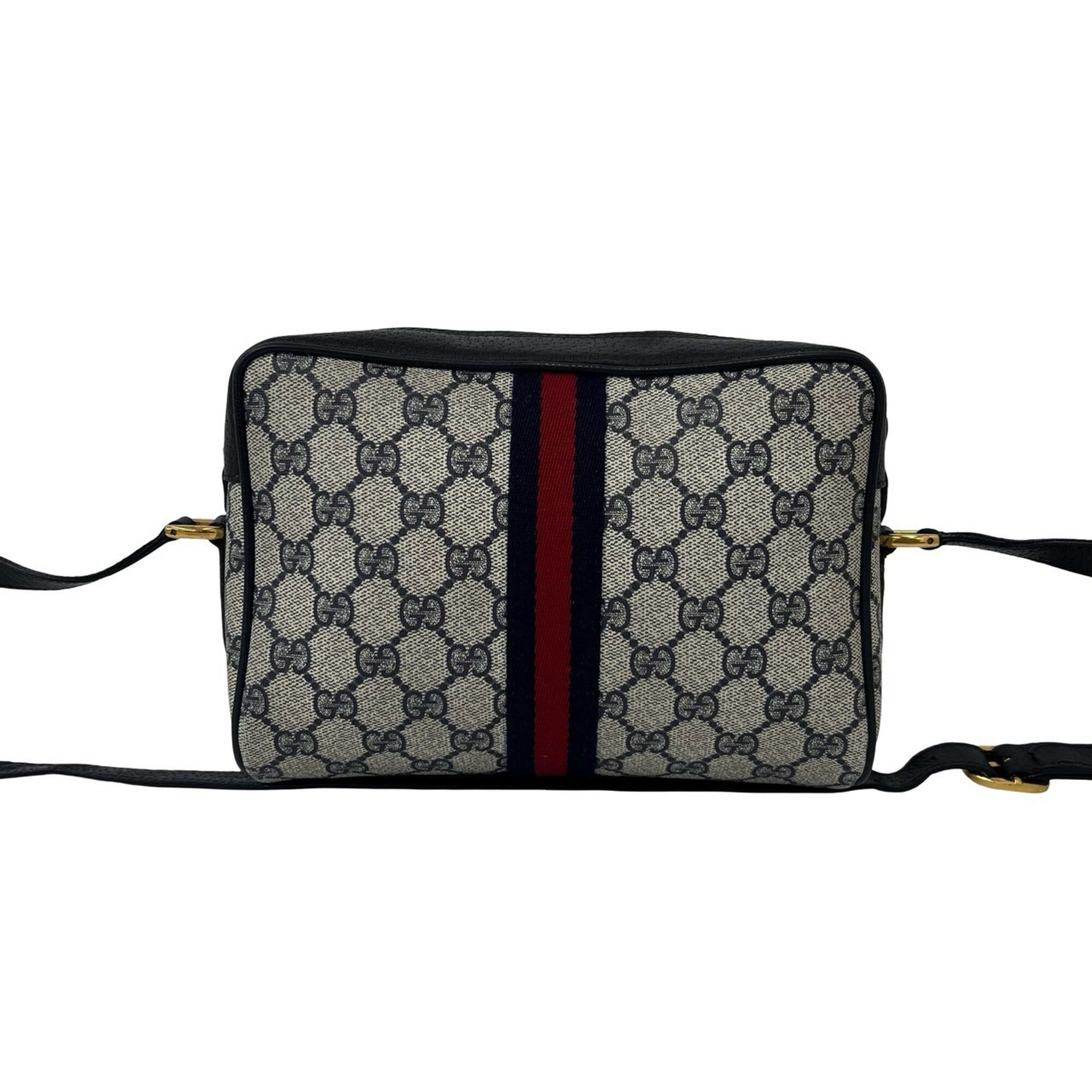 Gucci Navy Red Color Leather Pvc Shoulder Bag (Pre-Owned)
