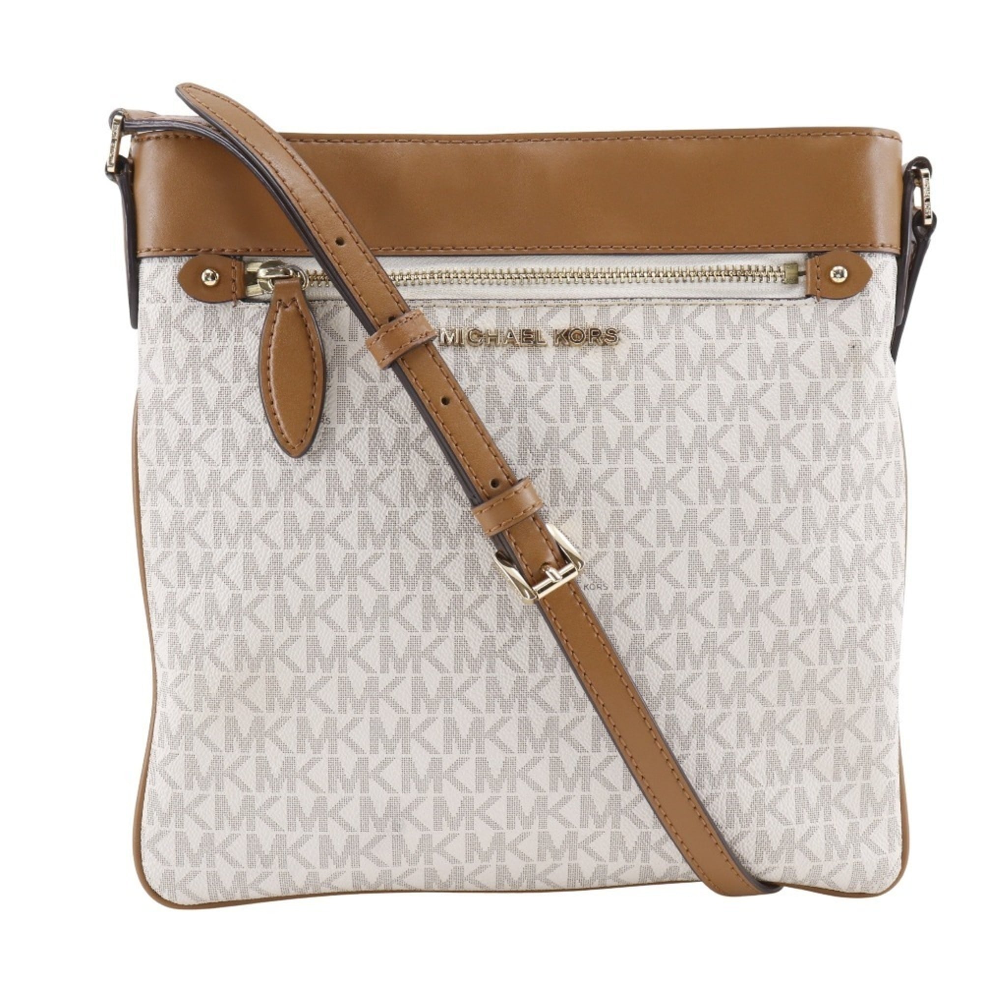 Michael Kors Brown White Pvc Shoulder Bag (Pre-Owned)