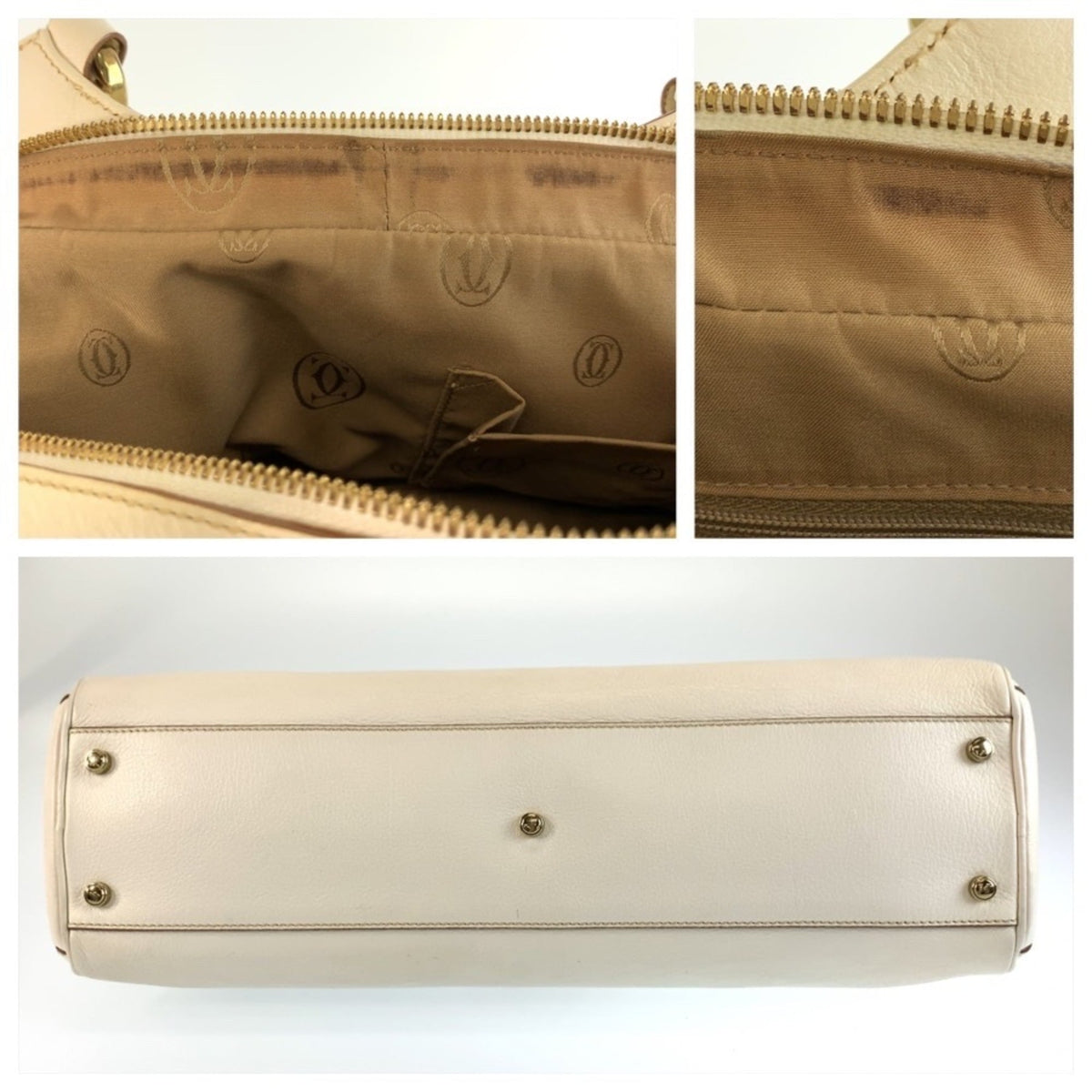 Cartier Marcello White Leather Handbag Shoulder Bag (Pre-Owned)