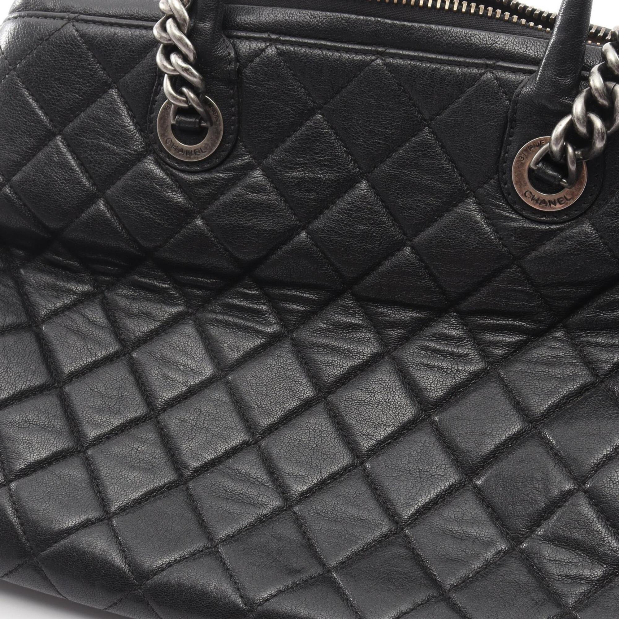 Chanel Black Leather Handbag Tote Bag (Pre-Owned)