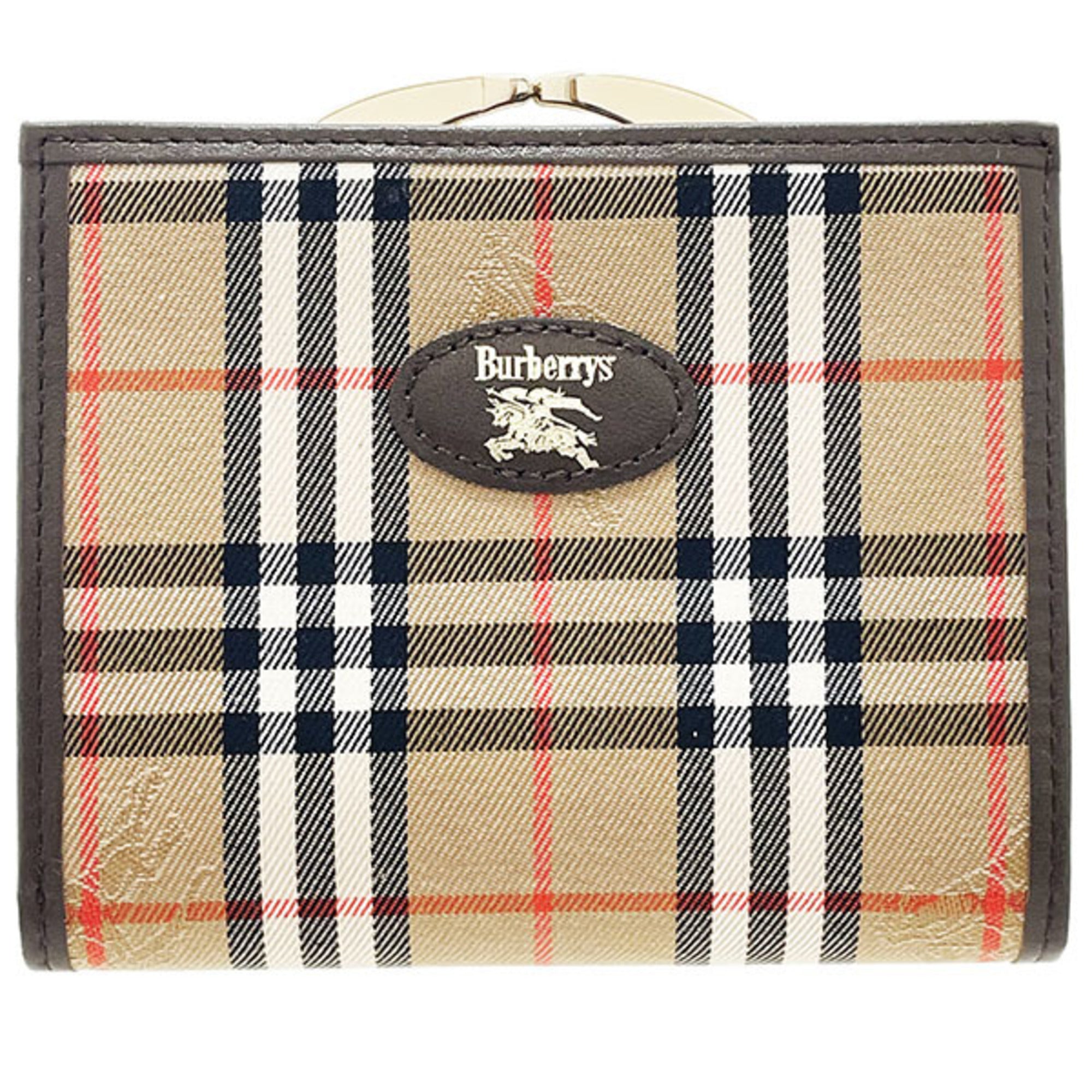 Burberry Beige Beige Brown Brown Canvas Leather Wallet (Bi-Fold) (Pre-Owned)