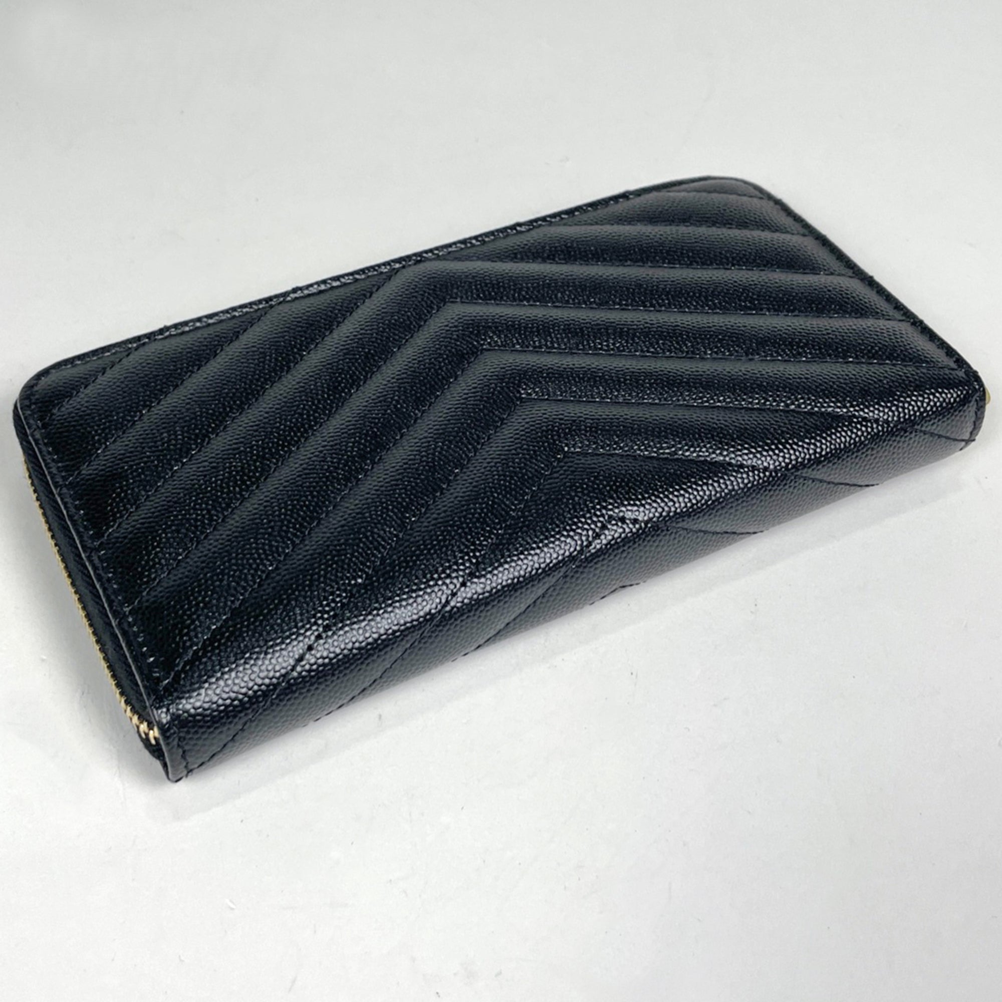 Saint Laurent Black Leather Long Wallet (Bi-Fold) (Pre-Owned)