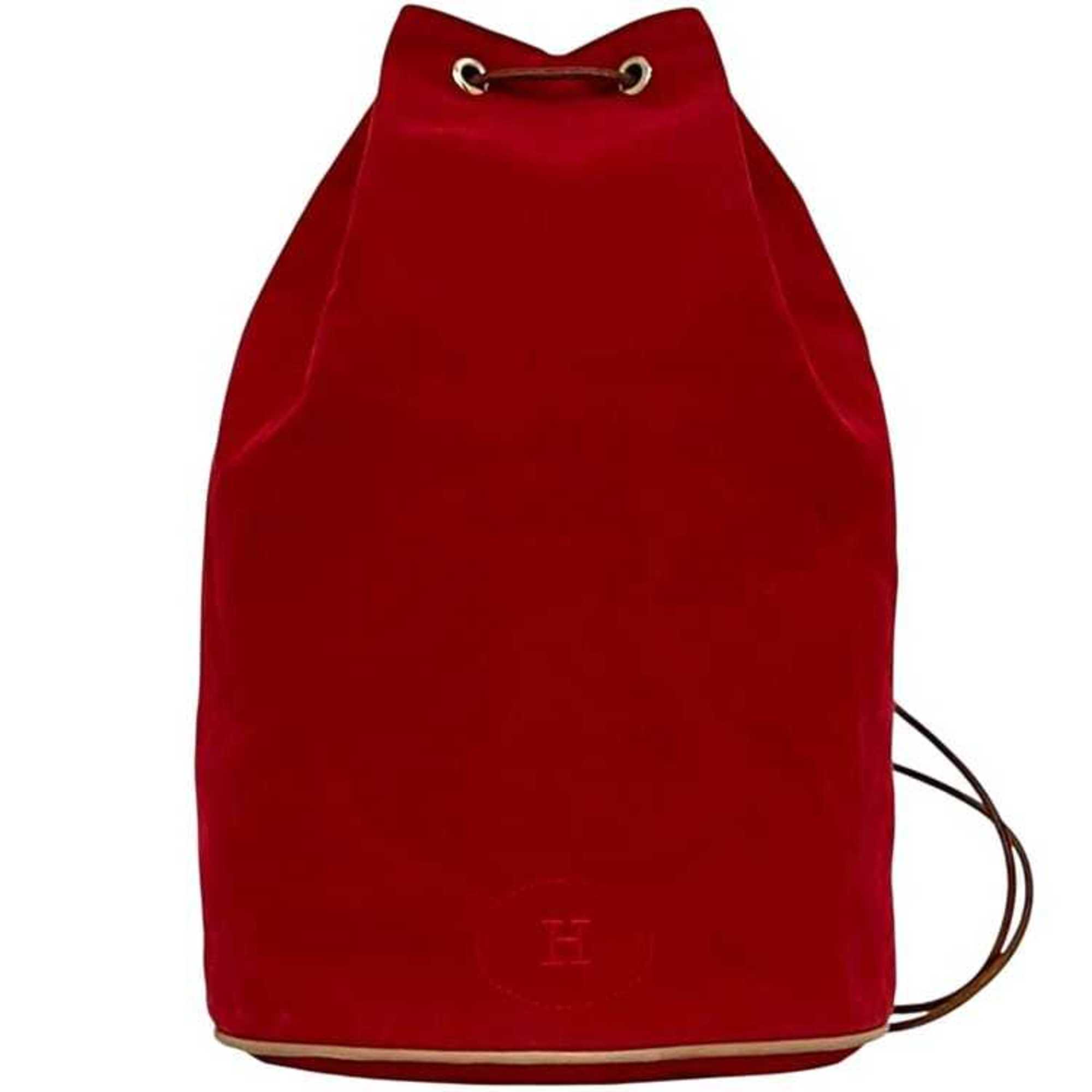 Hermes Red Color Canvas Leather Backpack (Pre-Owned)