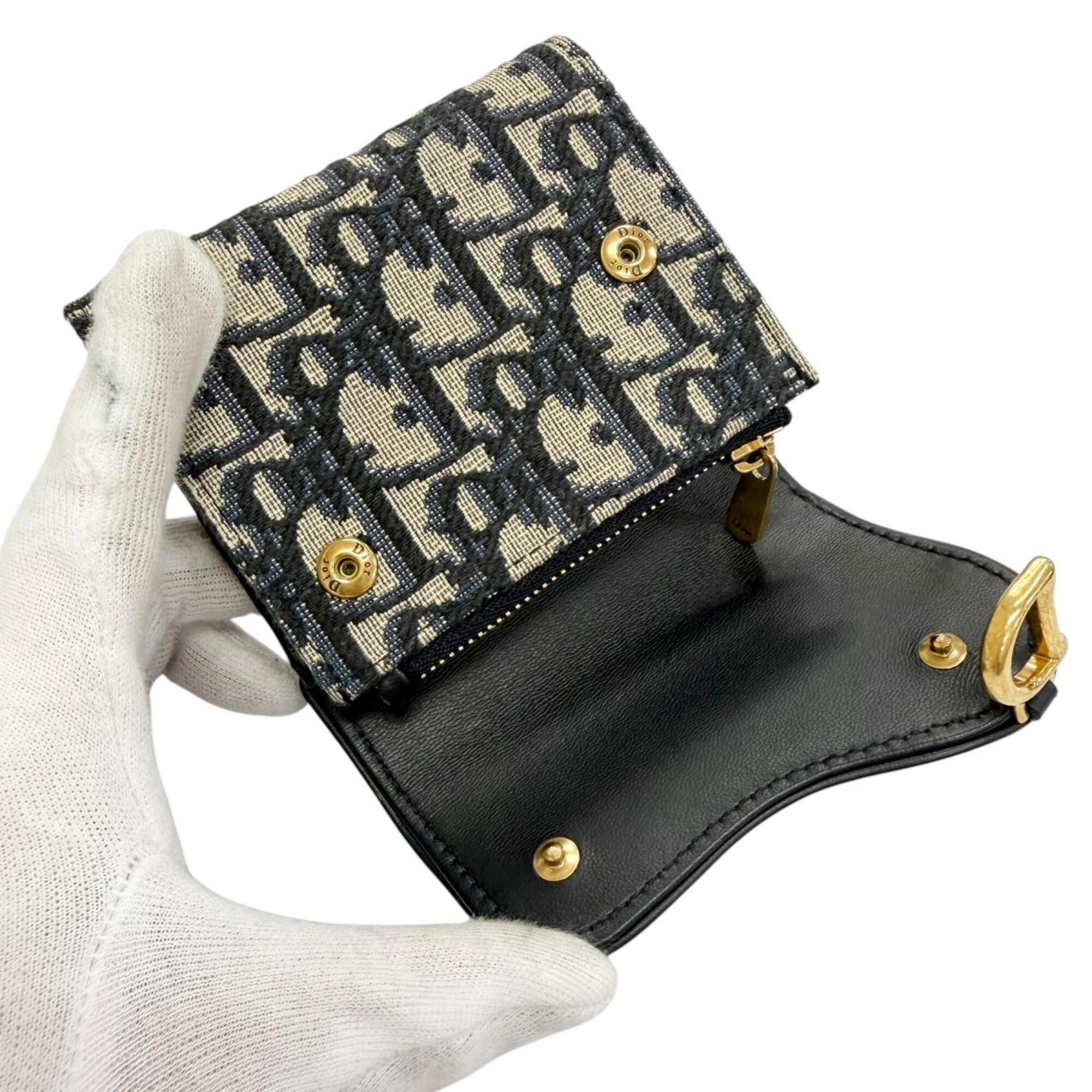 Christian Dior Navy Cotton Leather Wallet (Tri-Fold) (Pre-Owned)