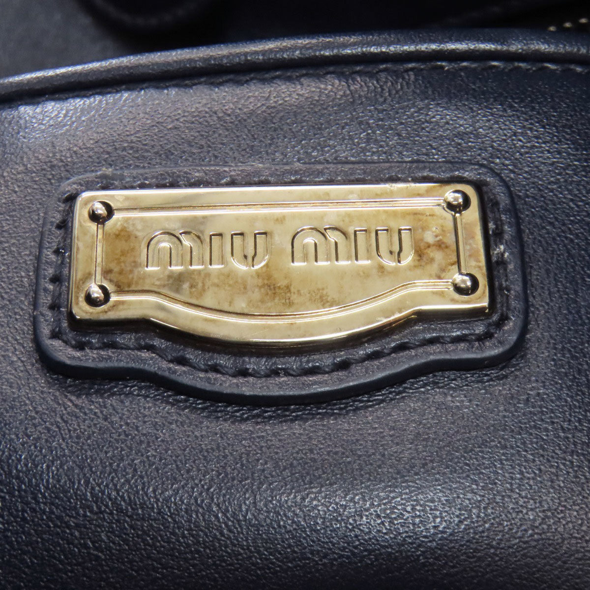 Miu Miu Navy Leather Tote Bag (Pre-Owned)