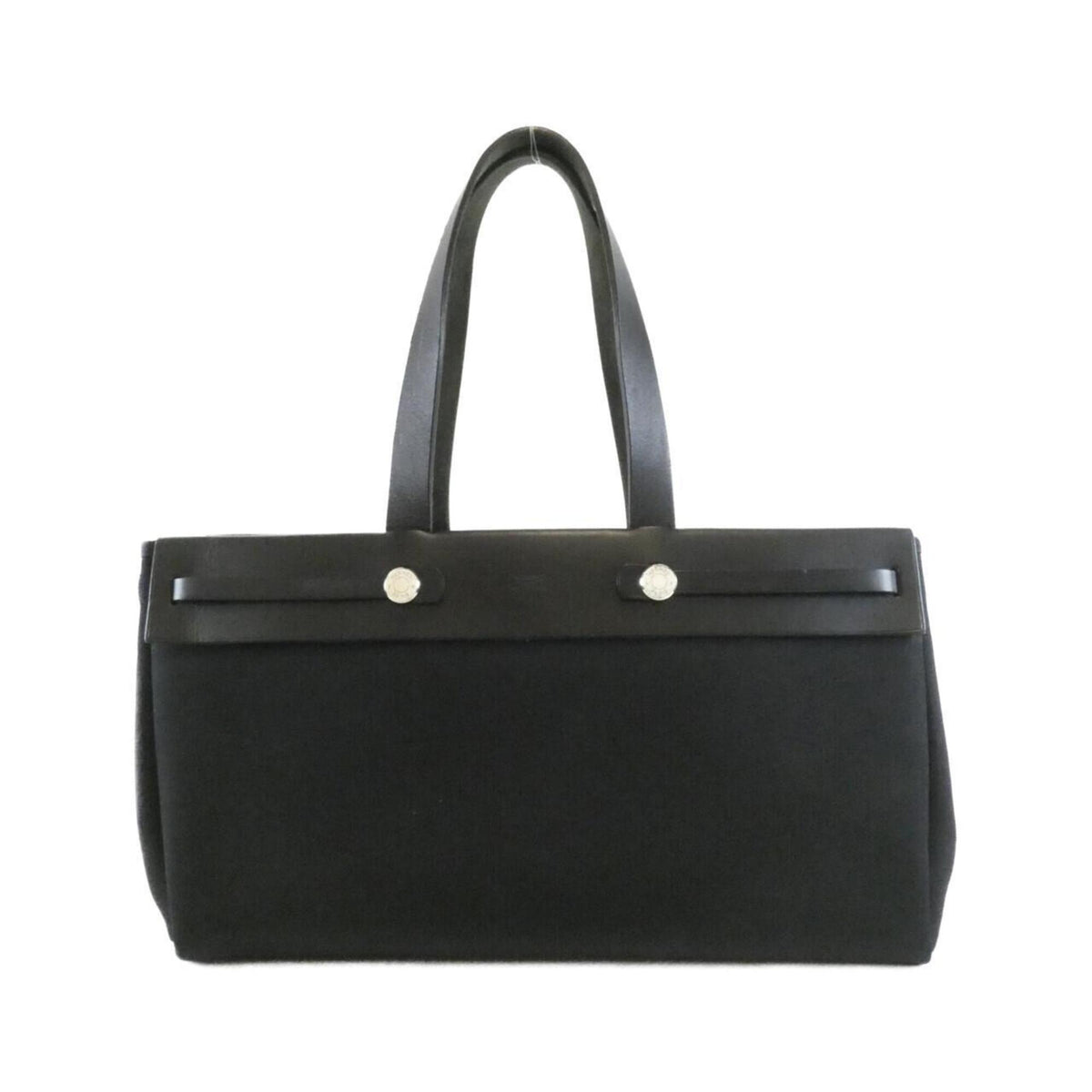 Hermes Black Toile Officier Handbag (Pre-Owned)