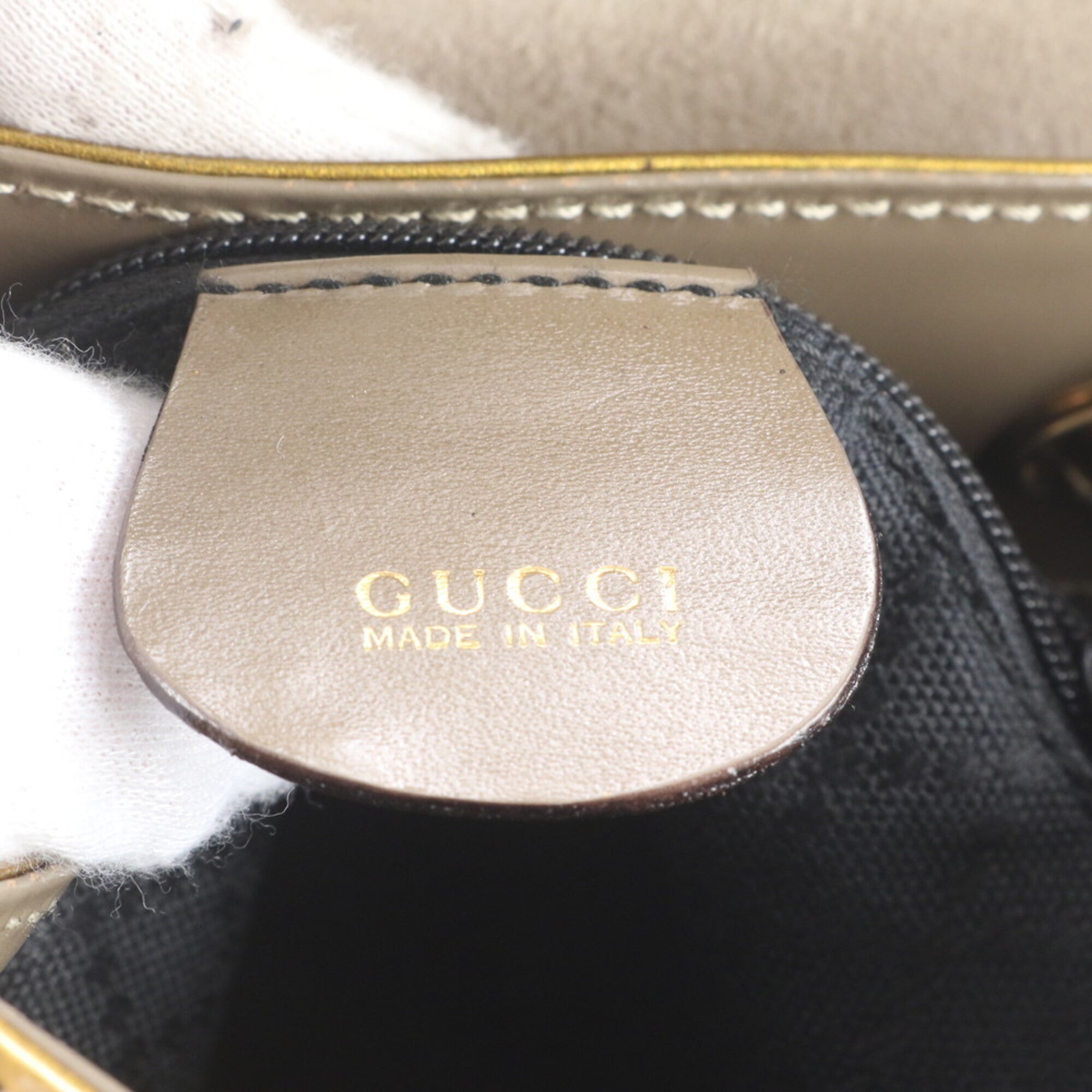 Gucci Gold Leather Backpack Handbag Shoulder Bag (Pre-Owned)