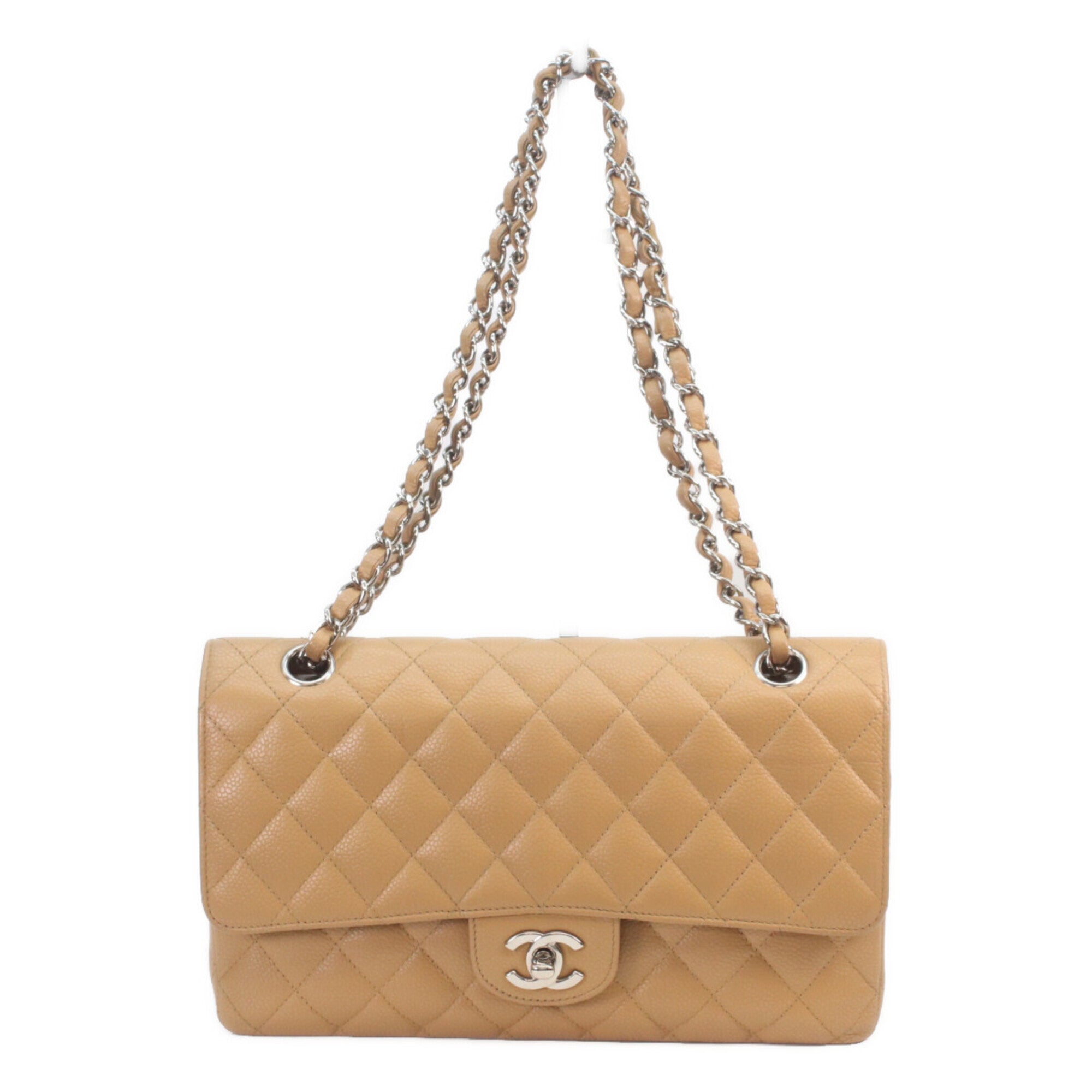 Chanel Beige Grained Calfskin Shoulder Bag (Pre-Owned)