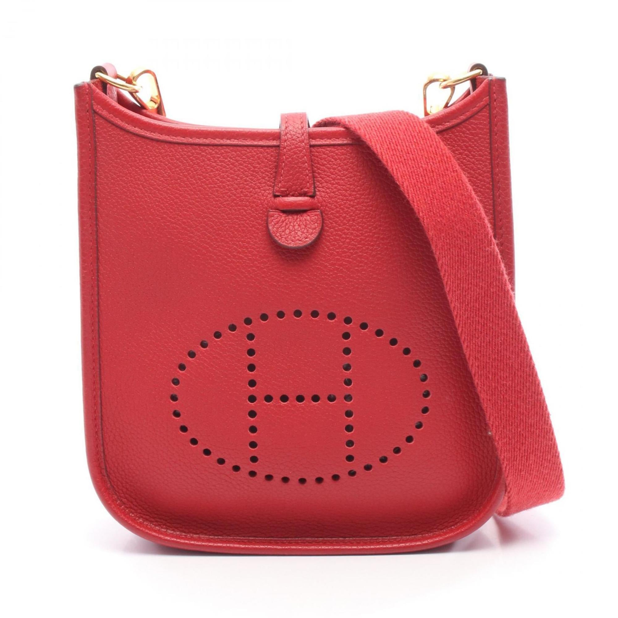 Hermes Red Color Taurillon Clemence Leather Shoulder Bag (Pre-Owned)