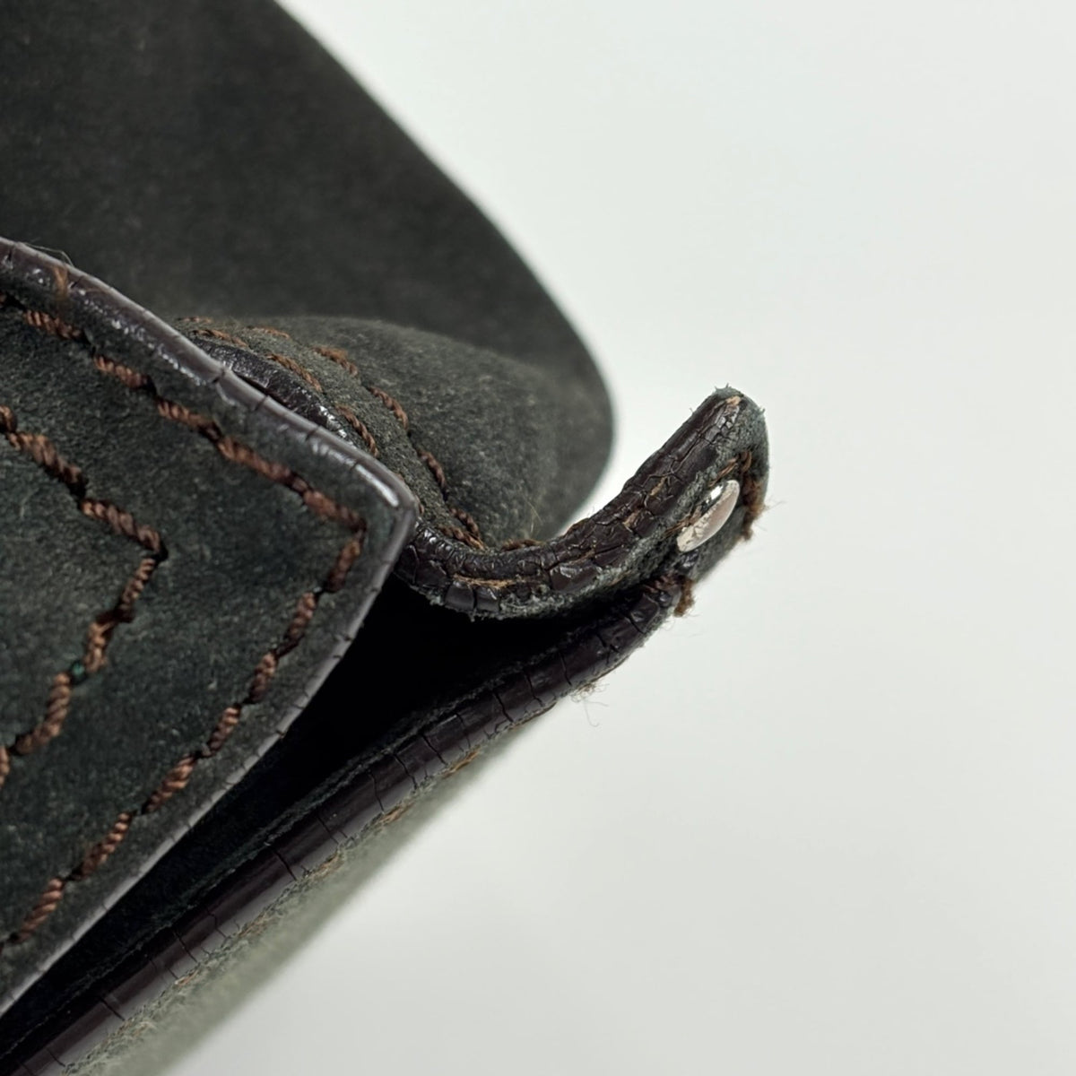 Loewe Brown Green Suede Leather Shoulder Bag (Pre-Owned)