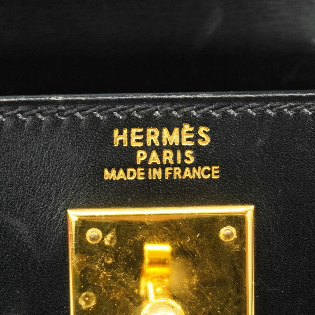 Hermes Black Box Calf Leather Handbag (Pre-Owned)
