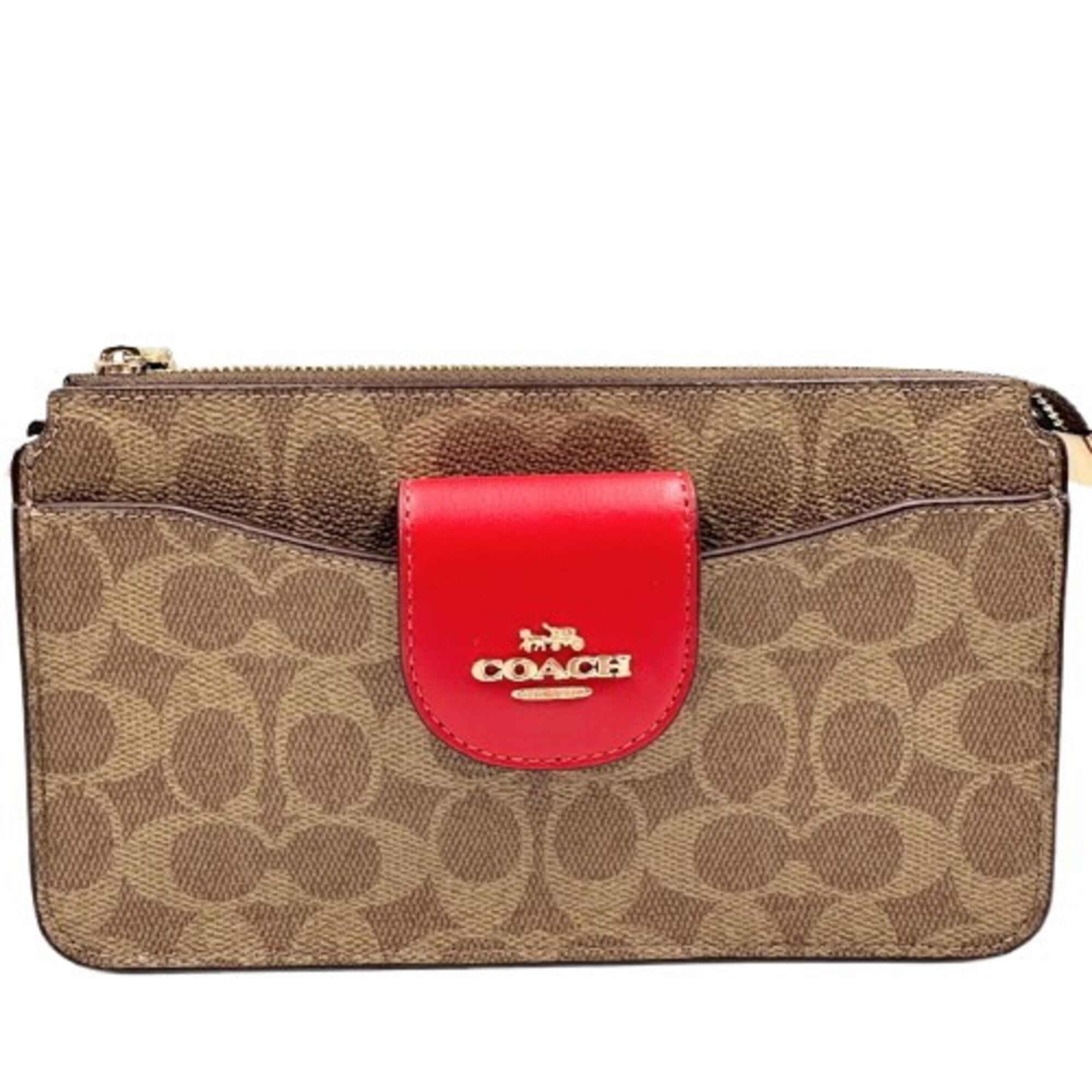 Coach Signature Brown Red Color Pvc Shoulder Bag (Pre-Owned)
