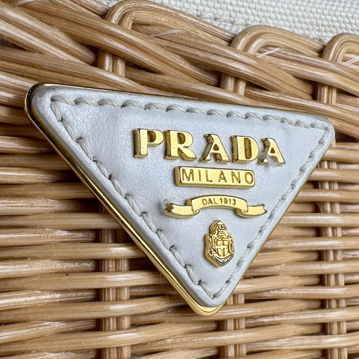 Prada Ivory Canvas Handbag Shoulder Bag (Pre-Owned)