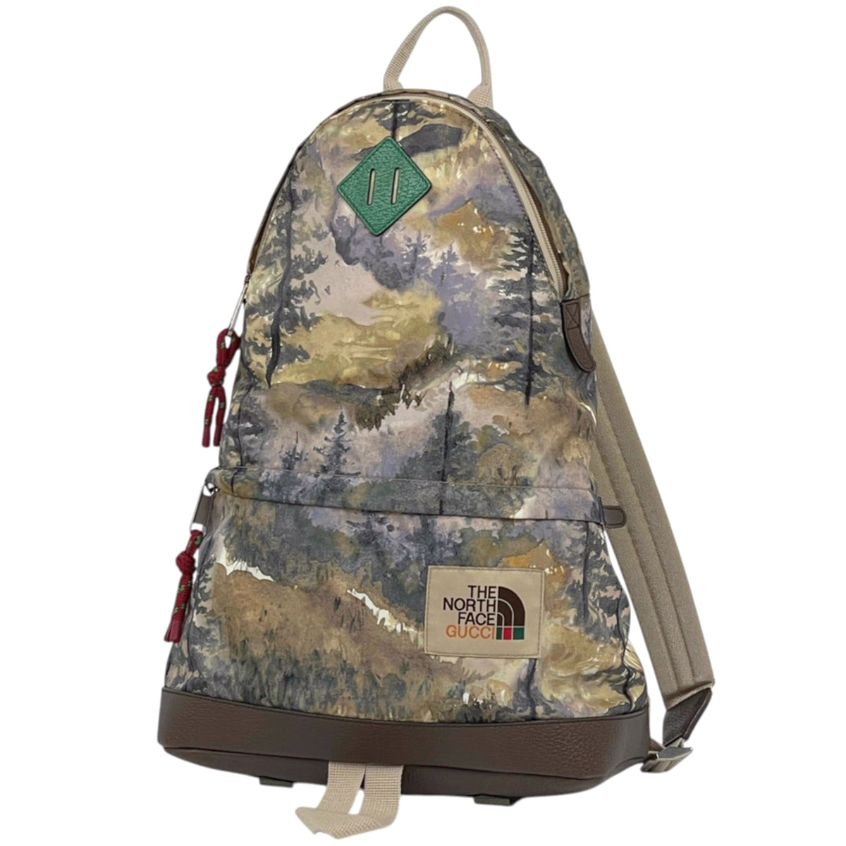 Gucci Beige Multi-Color Nylon Leather Backpack (Pre-Owned)