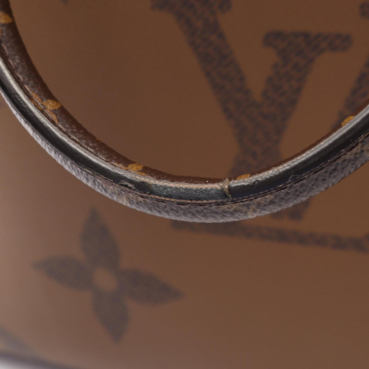 Louis Vuitton Beige Brown Monogram Coated Canvas Leather Handbag Tote Bag (Pre-Owned)