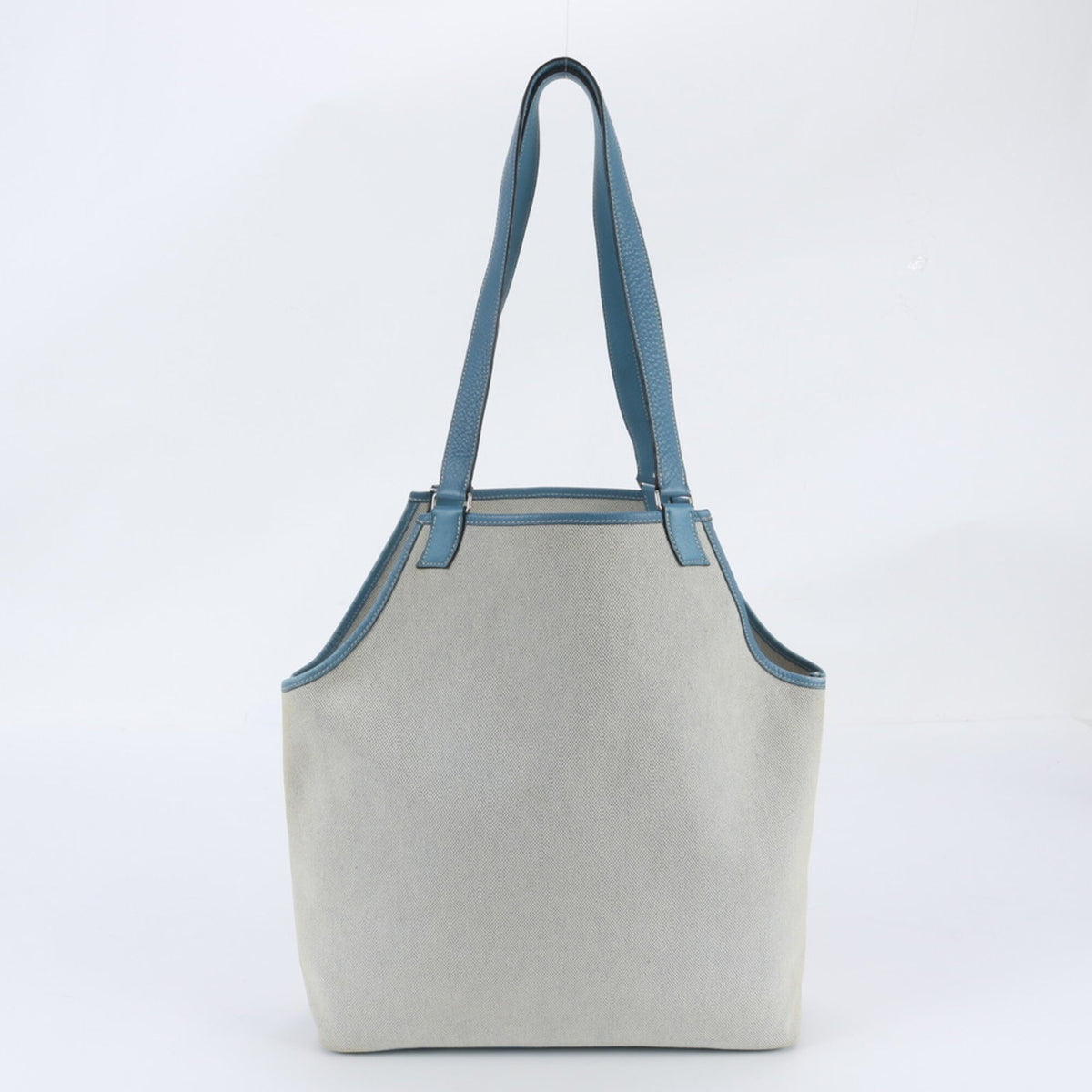 Hermes Blue Jean Leather Canvas Shoulder Bag Tote Bag (Pre-Owned)