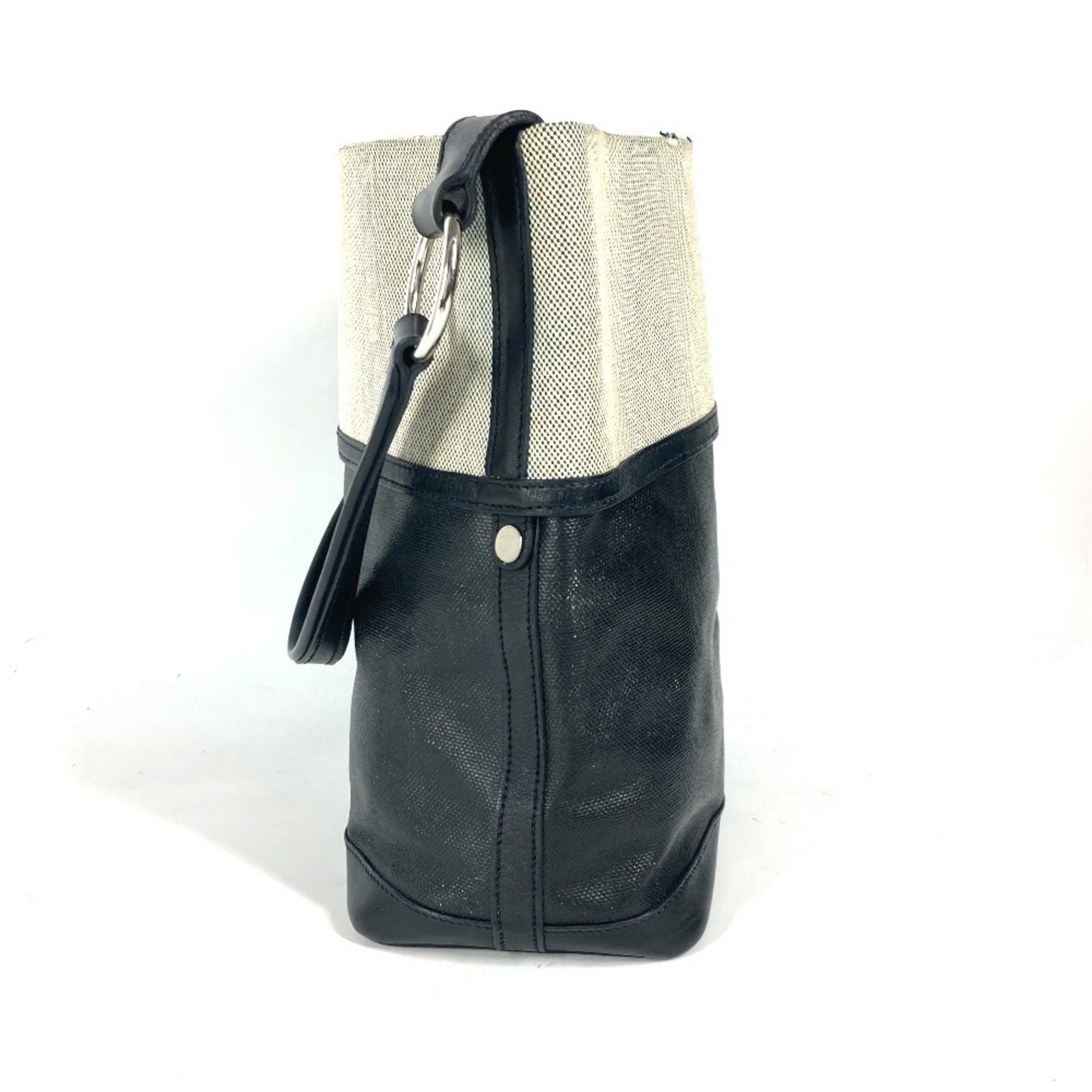 Hermes Black Gray Toile H Coated Canvas Shoulder Bag Tote Bag (Pre-Owned)