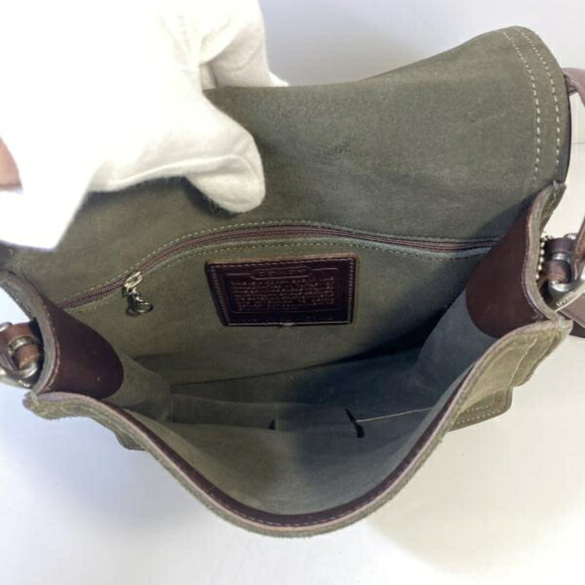 Coach Blue Khaki Suede Shoulder Bag (Pre-Owned)