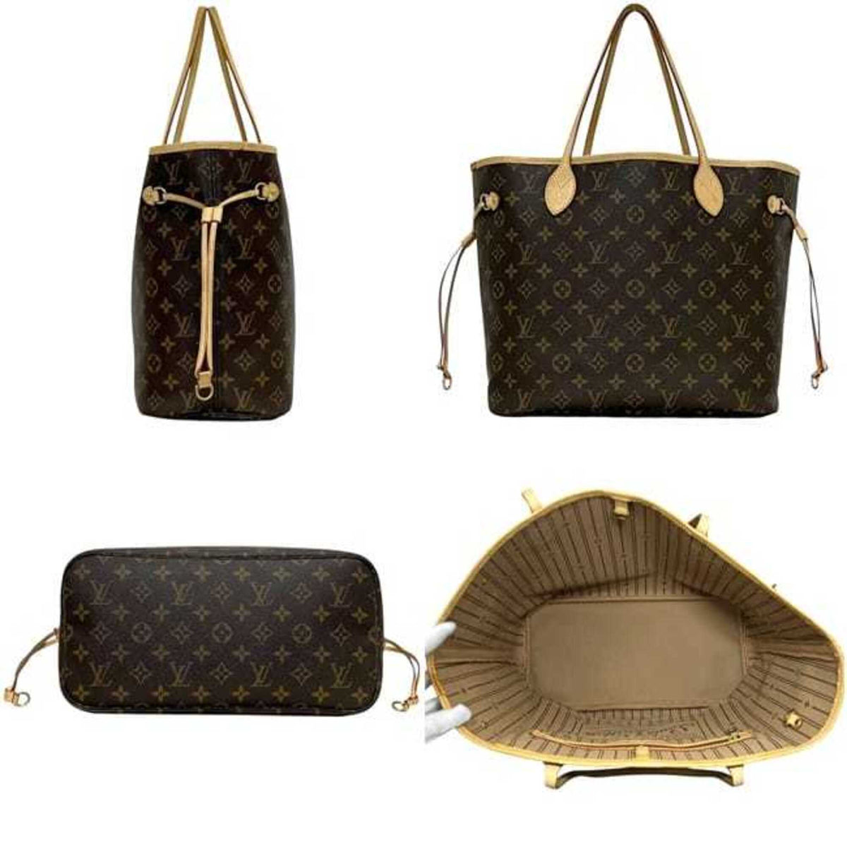 Louis Vuitton Brown Monogram Canvas Leather Tote Bag (Pre-Owned)