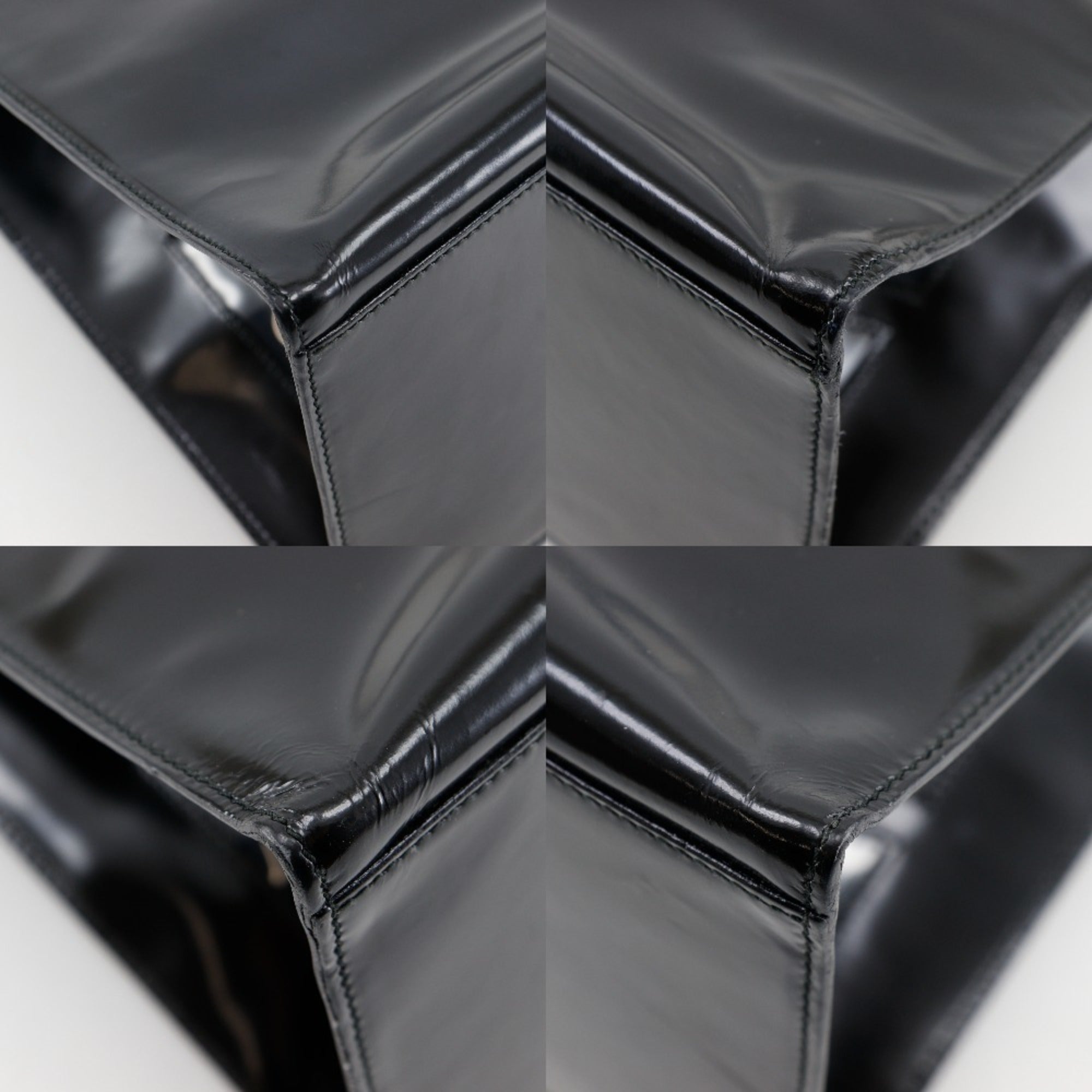 Salvatore Ferragamo Black Clear Patent Leather Vinyl Tote Bag (Pre-Owned)
