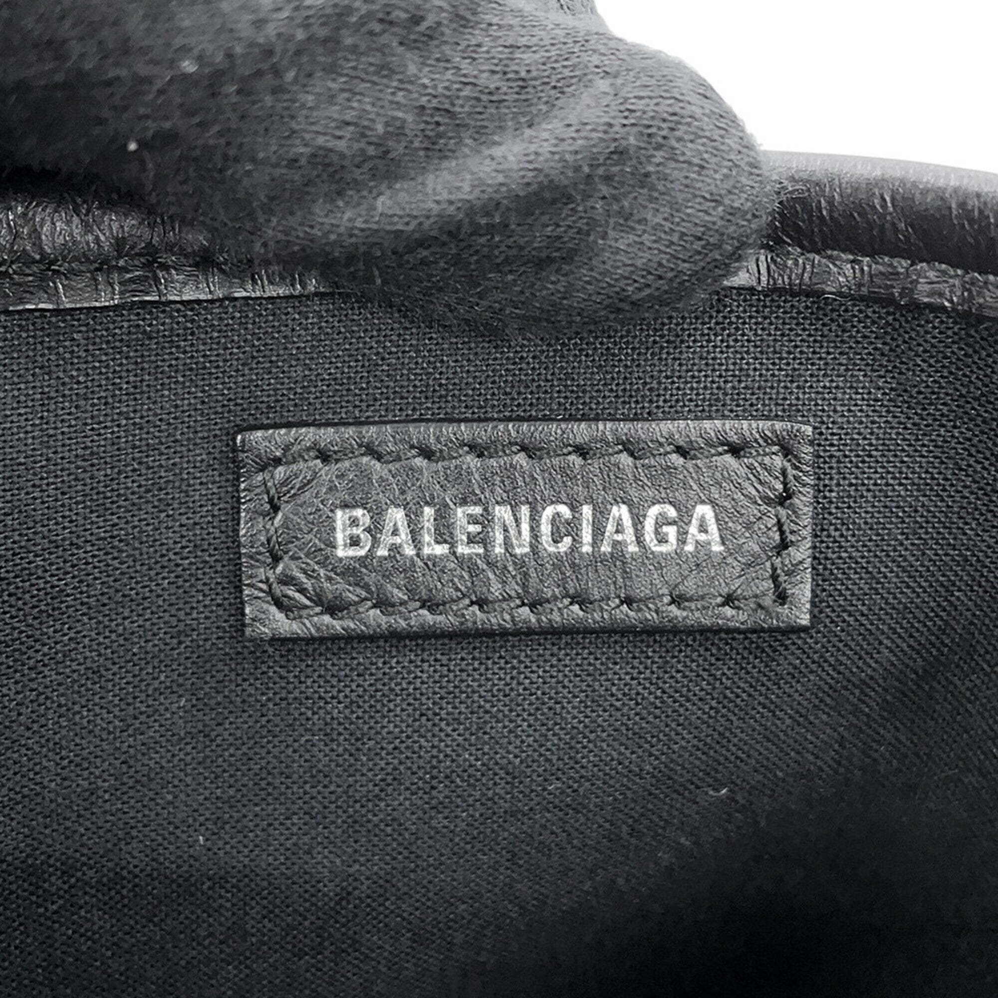 Balenciaga Black Canvas Leather Handbag Tote Bag (Pre-Owned)