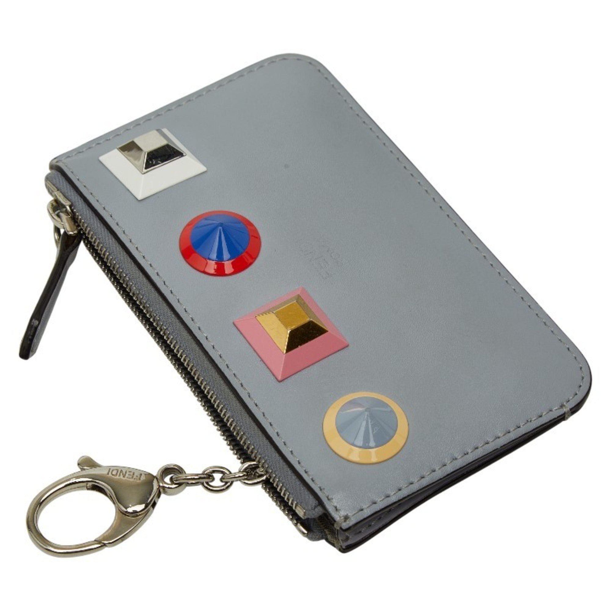 Fendi Gray Multi-Color Leather Coin Purse/Coin Case (Pre-Owned)