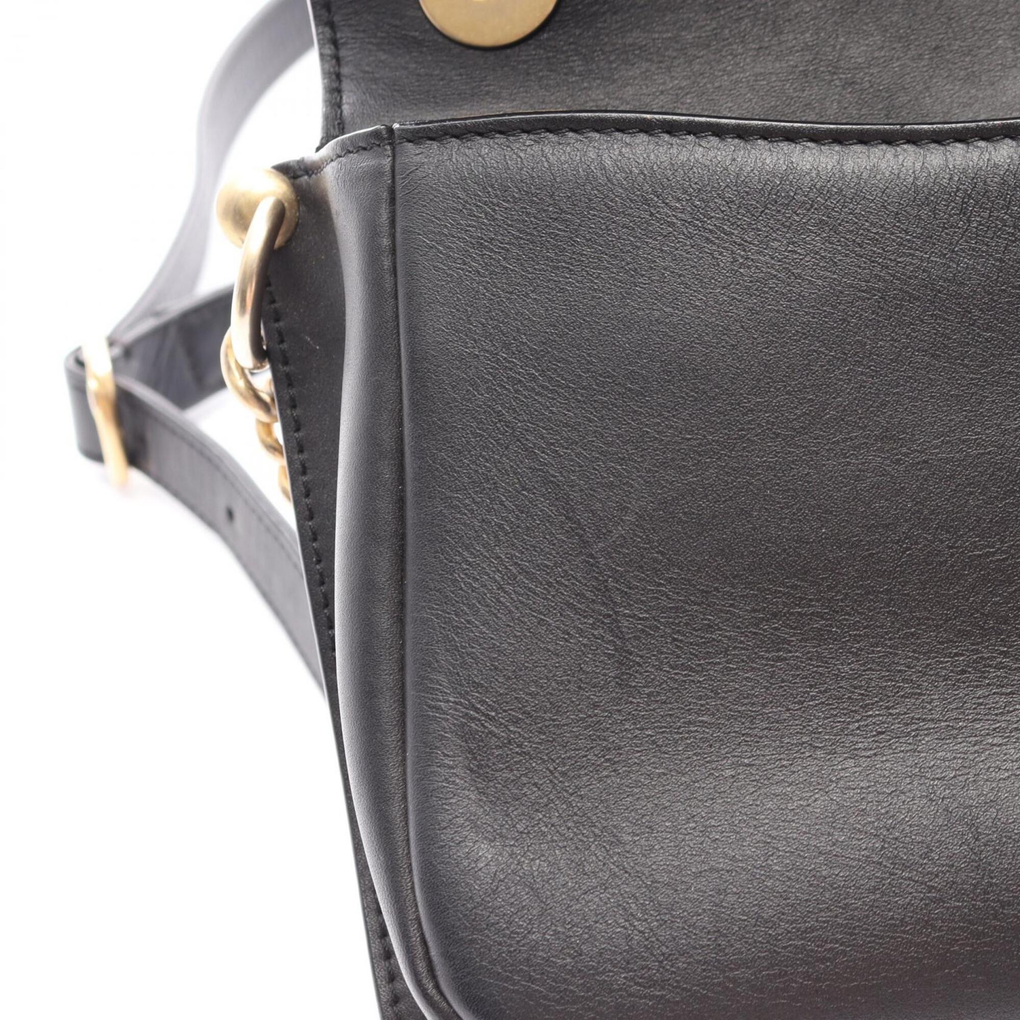 Chanel Black Leather Handbag Shoulder Bag (Pre-Owned)
