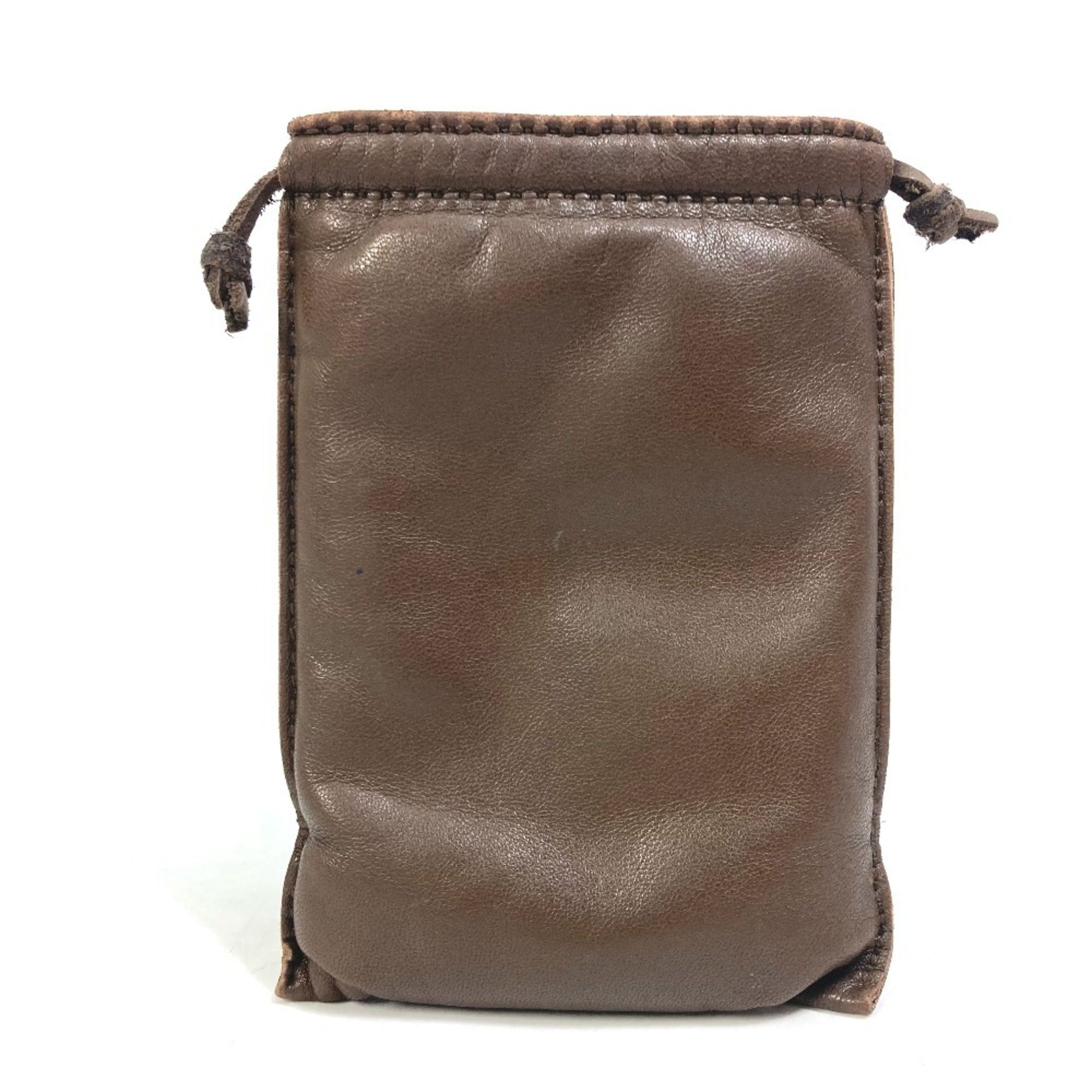 Hermes Brown Orange Agneau Milo Pouch (Pre-Owned)