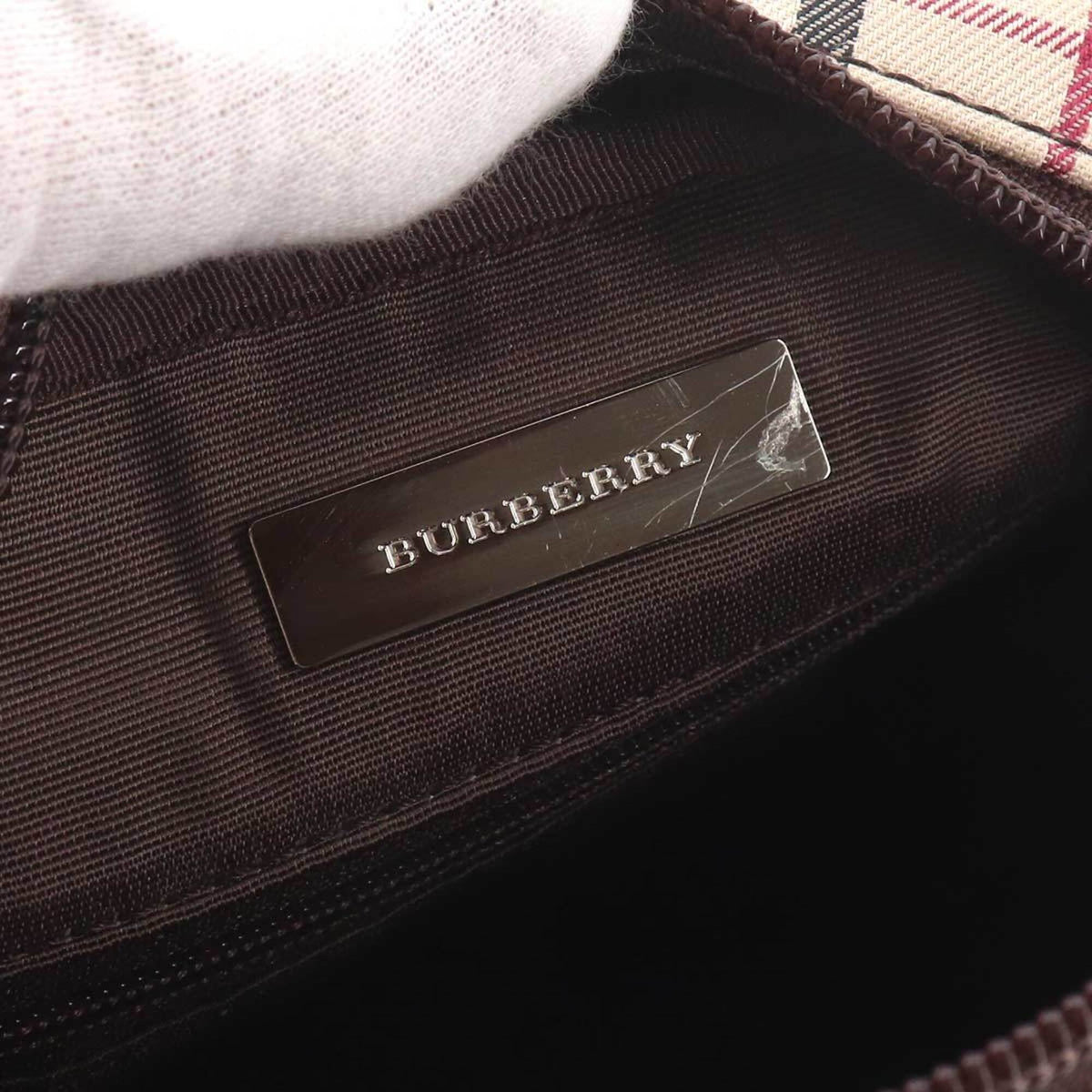 Burberry Beige Brown Canvas Leather Shoulder Bag (Pre-Owned)