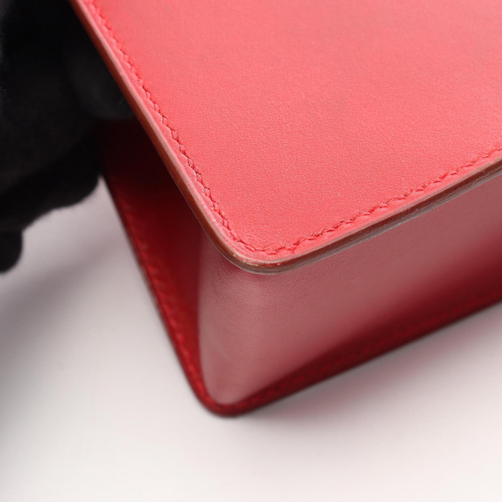 Hermes Red Color Box Calf Leather Handbag (Pre-Owned)