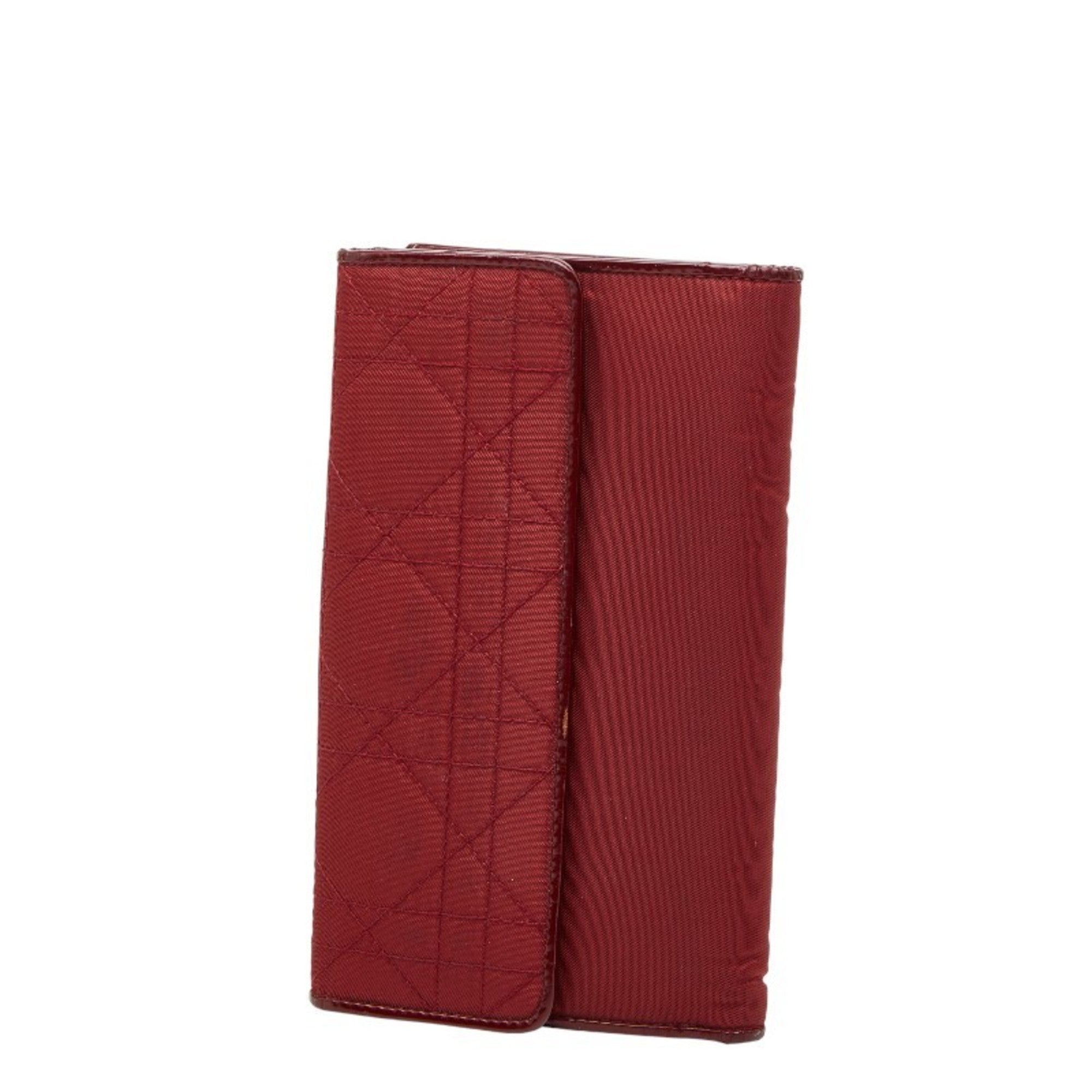 Christian Dior Red Color Nylon Leather Long Wallet (Bi-Fold) (Pre-Owned)