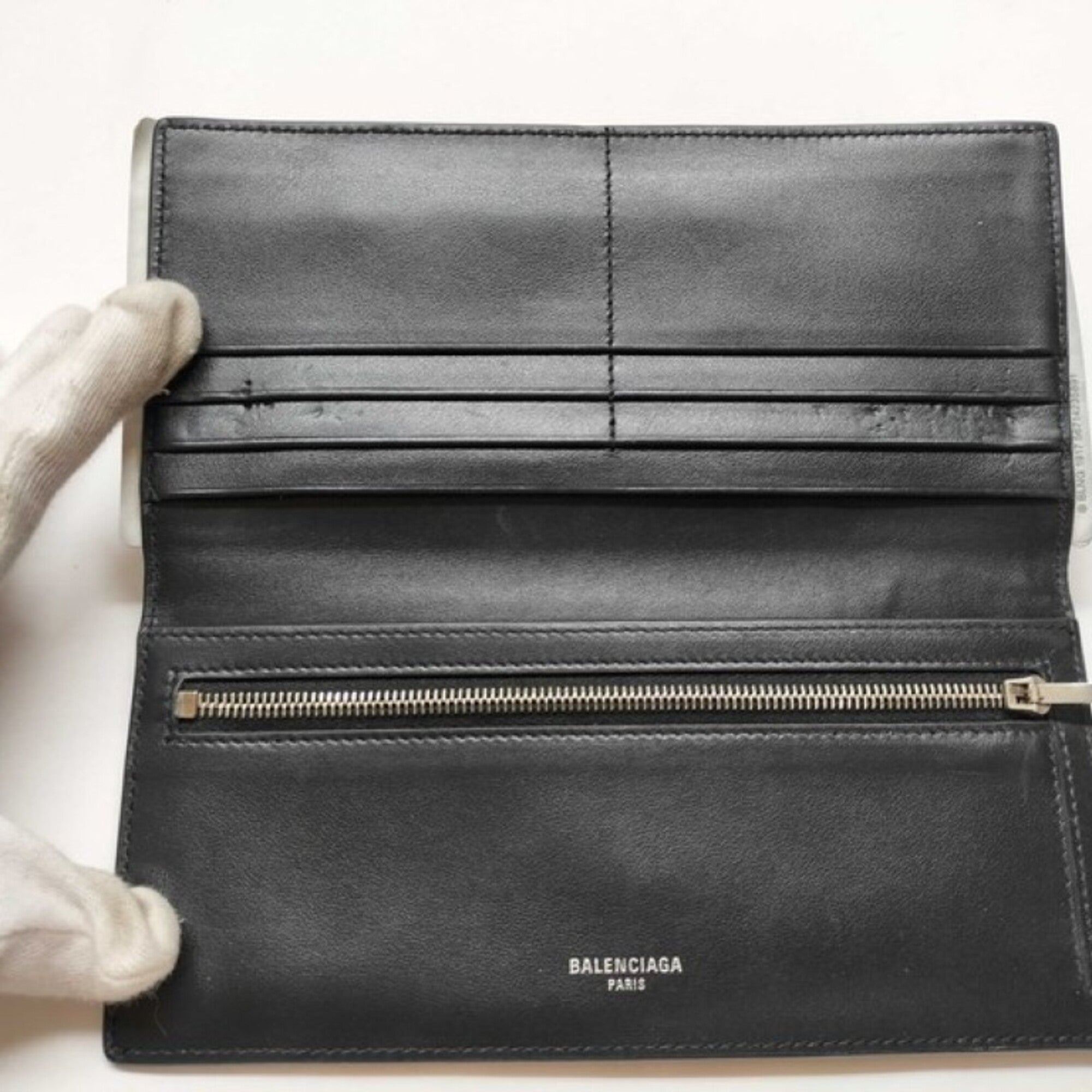 Balenciaga Black Leather Long Wallet (Bi-Fold) (Pre-Owned)