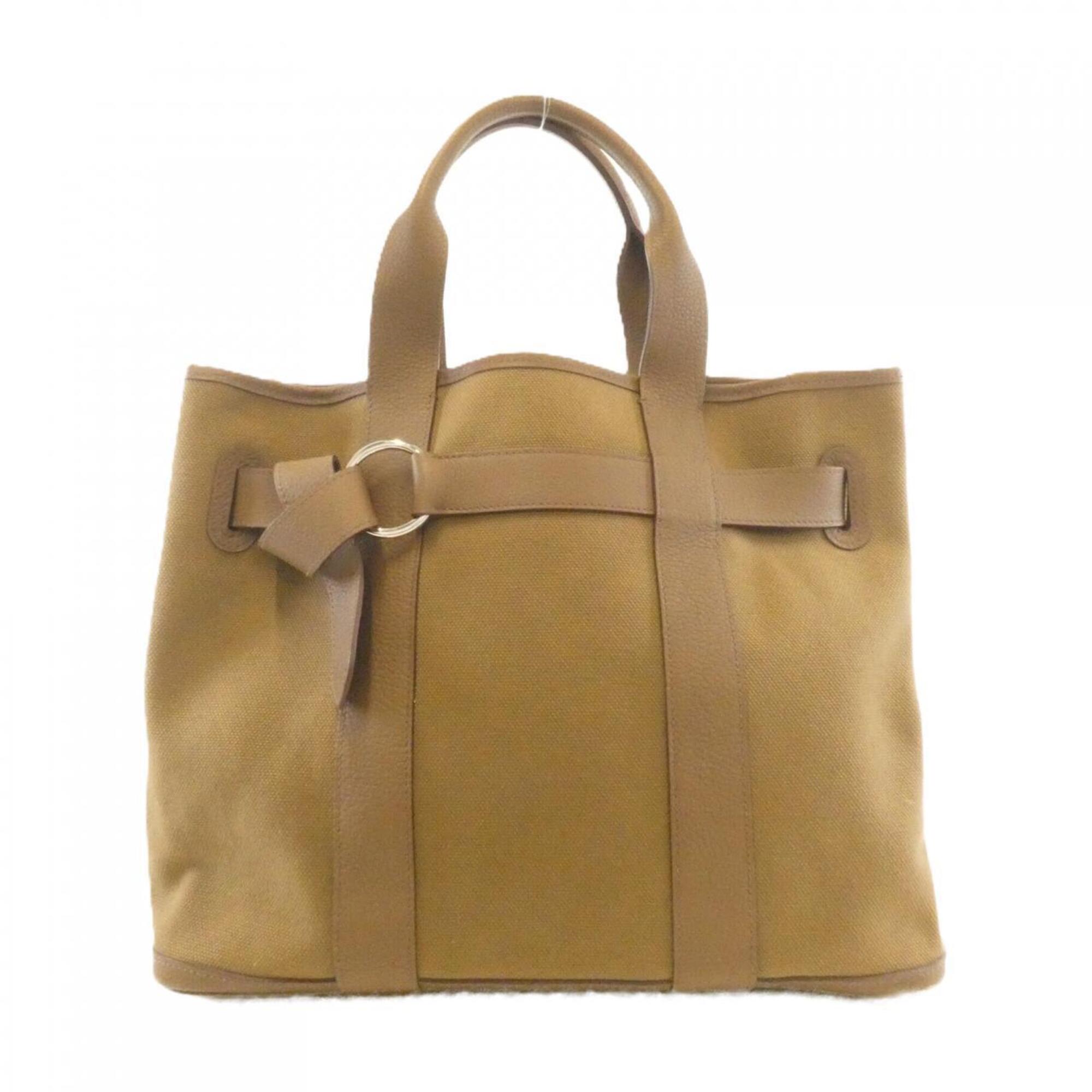 Hermes Khaki Canvas Handbag (Pre-Owned)