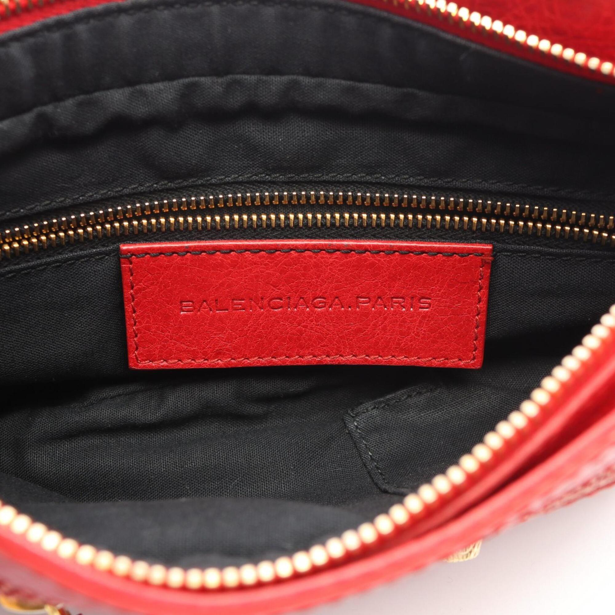 Balenciaga Red Color Canvas Leather Handbag Shoulder Bag (Pre-Owned)