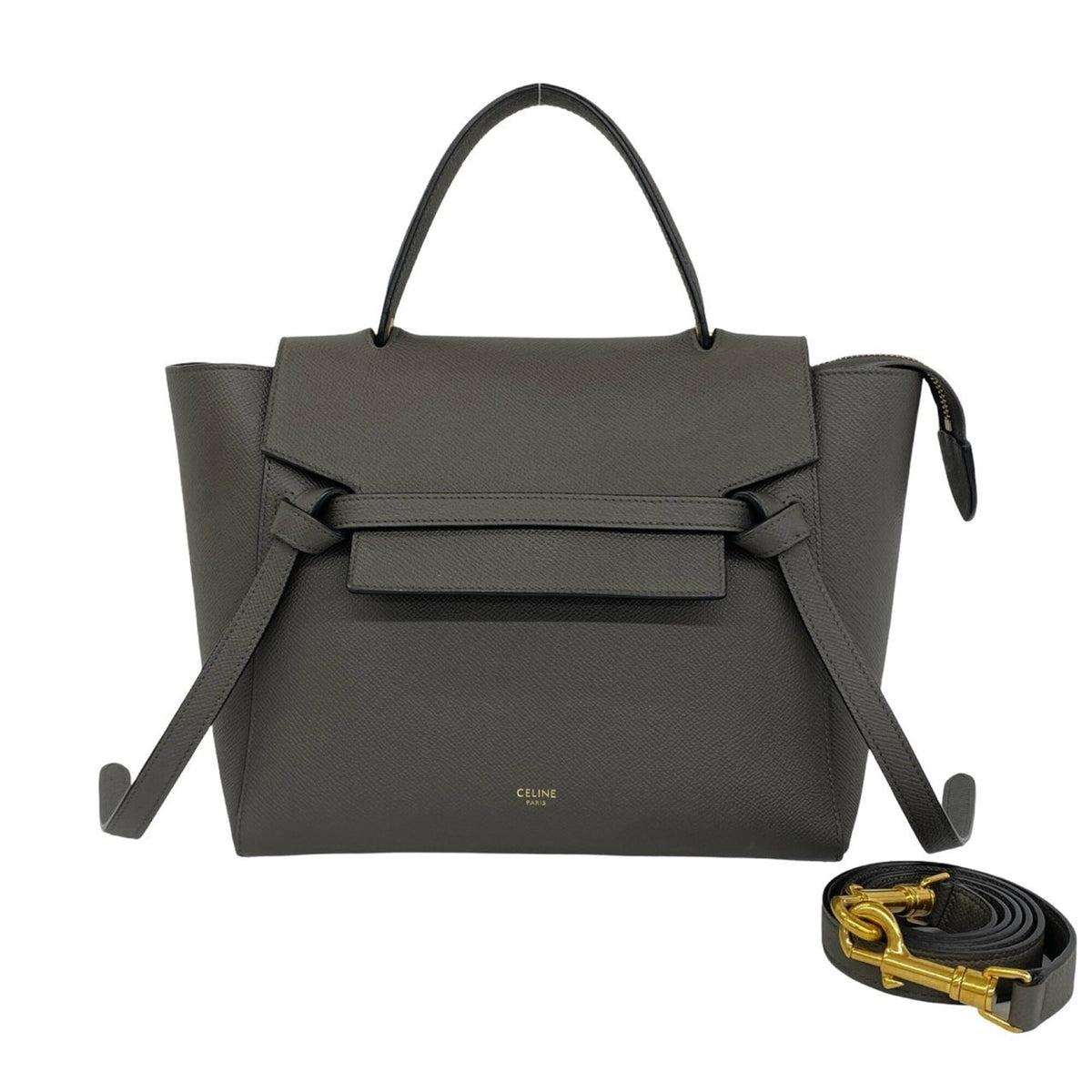 Celine Gray Leather Handbag Shoulder Bag Tote Bag (Pre-Owned)