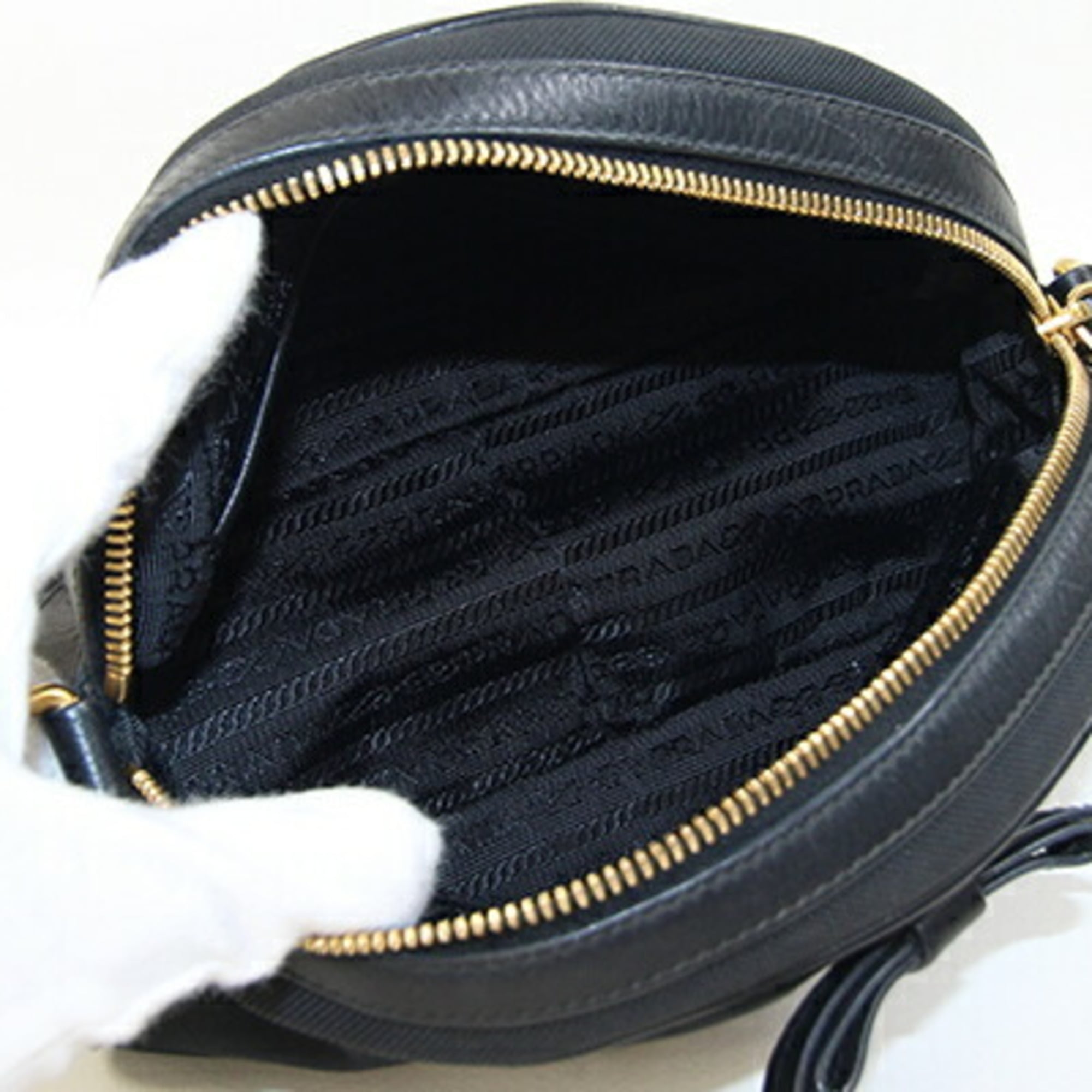 Prada Black Canvas Leather Shoulder Bag (Pre-Owned)