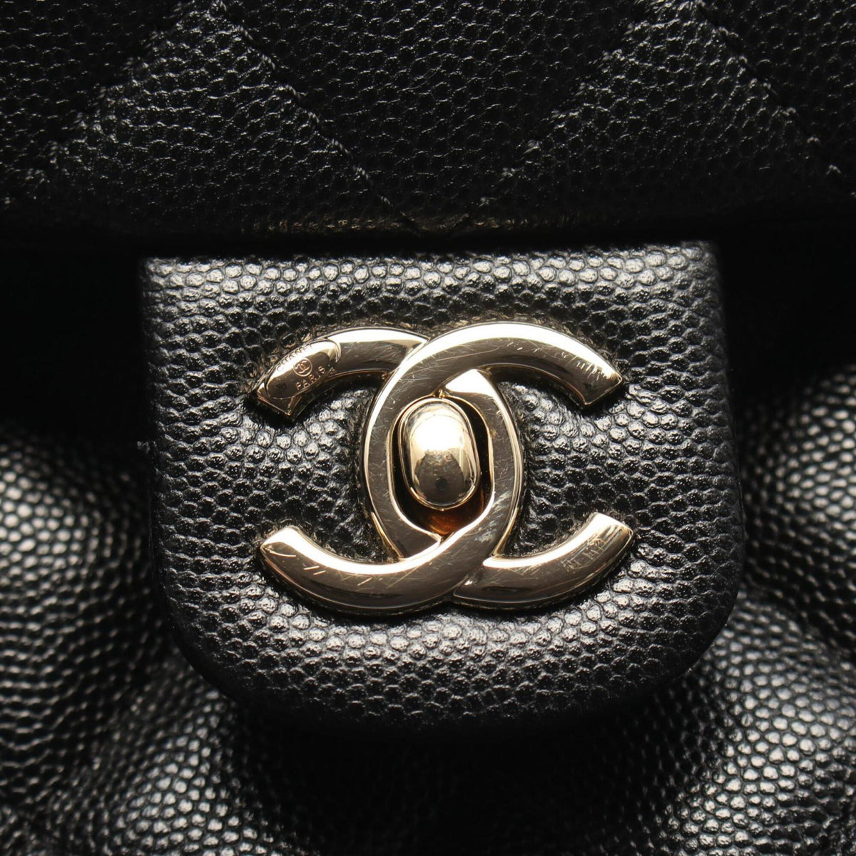 Chanel Black Grained Calfskin Backpack Handbag (Pre-Owned)