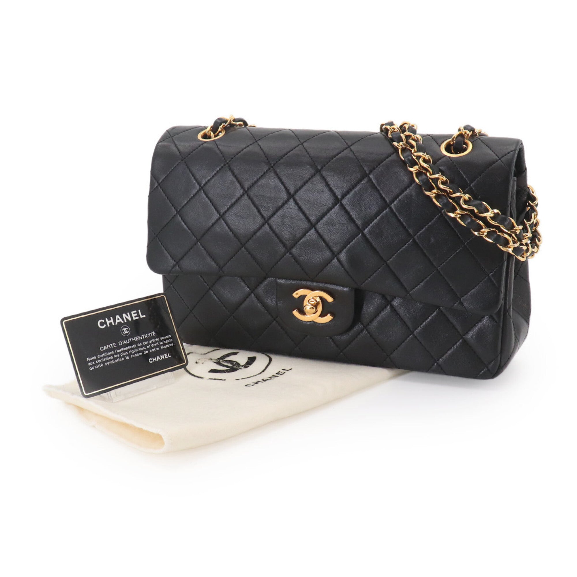 Chanel Matelasse Black Leather Handbag Shoulder Bag (Pre-Owned)