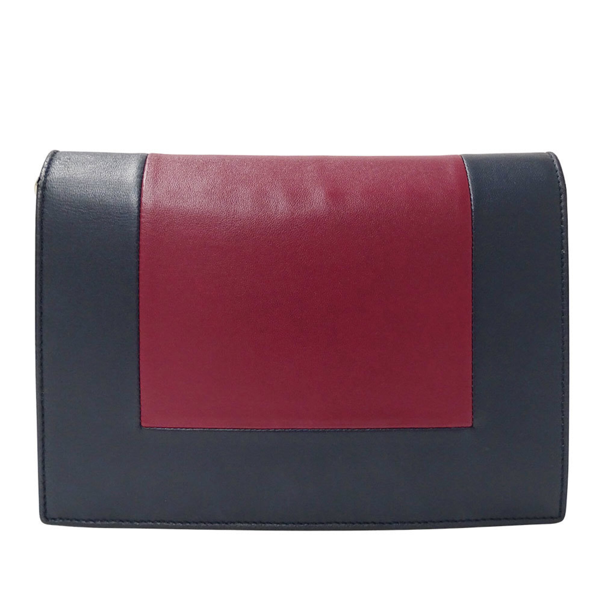 Celine Bordeaux Navy Leather Handbag Shoulder Bag (Pre-Owned)