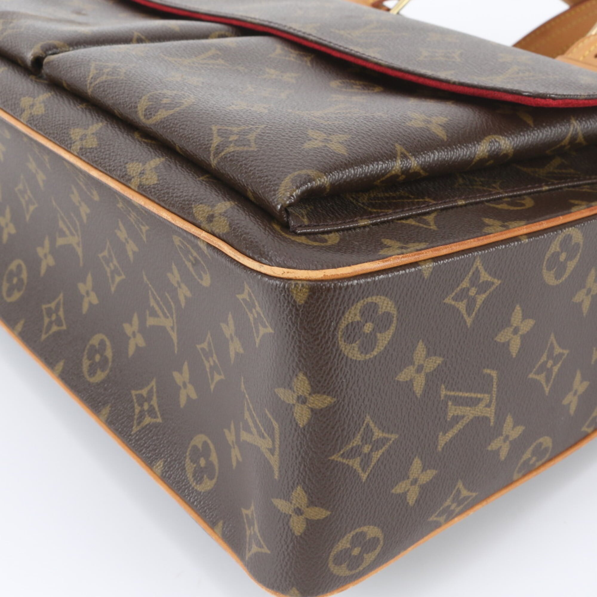 Louis Vuitton Brown Leather Coated Canvas Shoulder Bag Tote Bag (Pre-Owned)