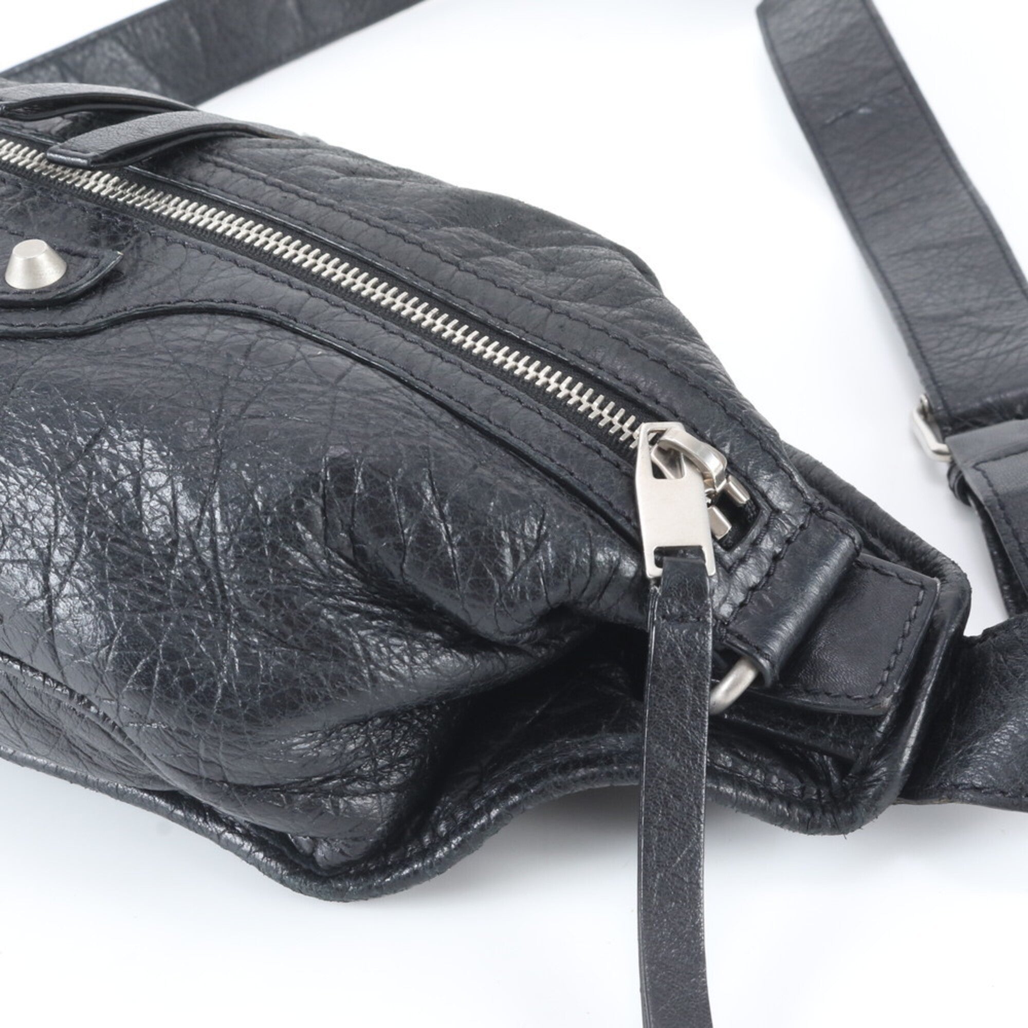 Balenciaga Black Leather Pouch Sling Bag (Pre-Owned)