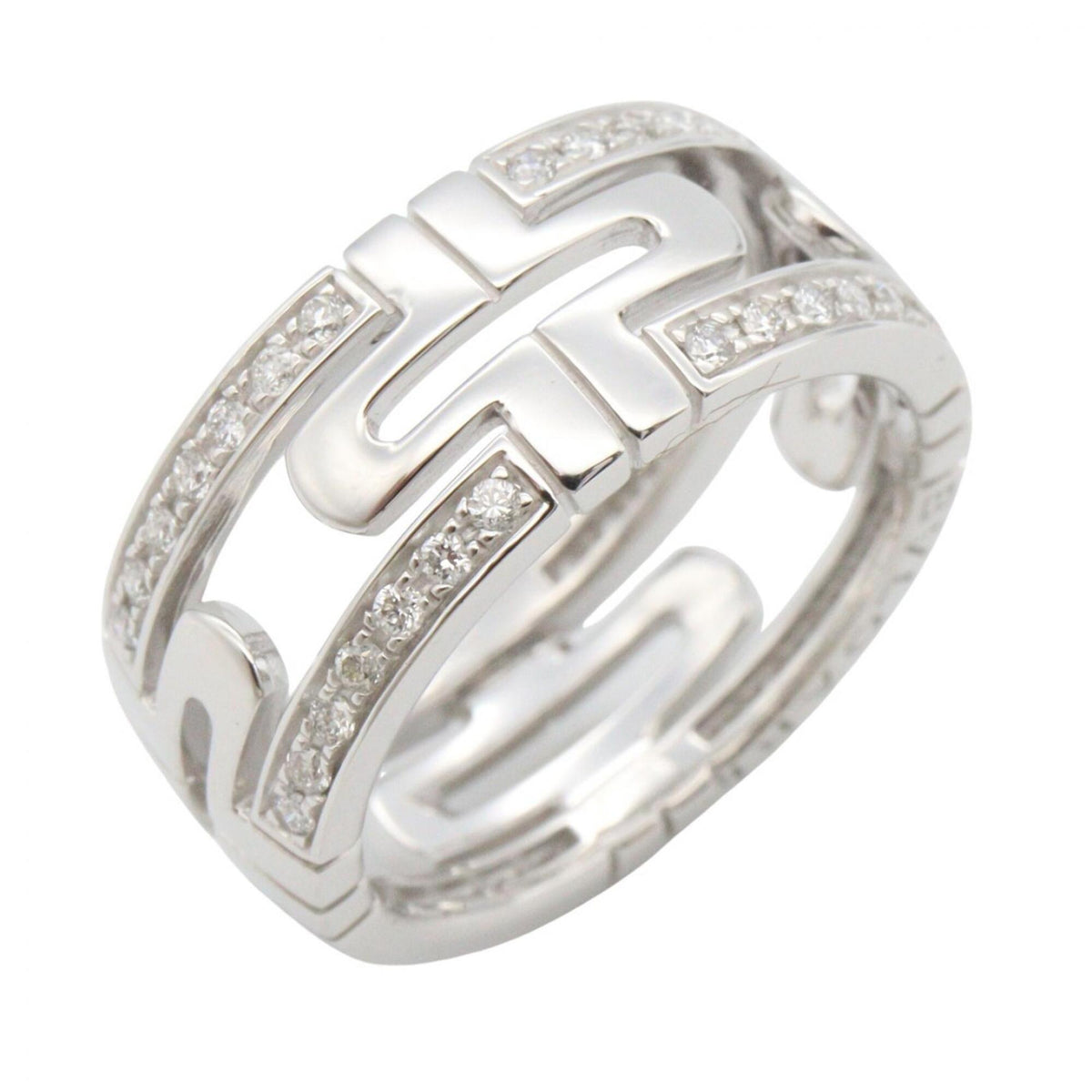 Bvlgari Silver Clear White Gold (18K) Band Ring (Pre-Owned)