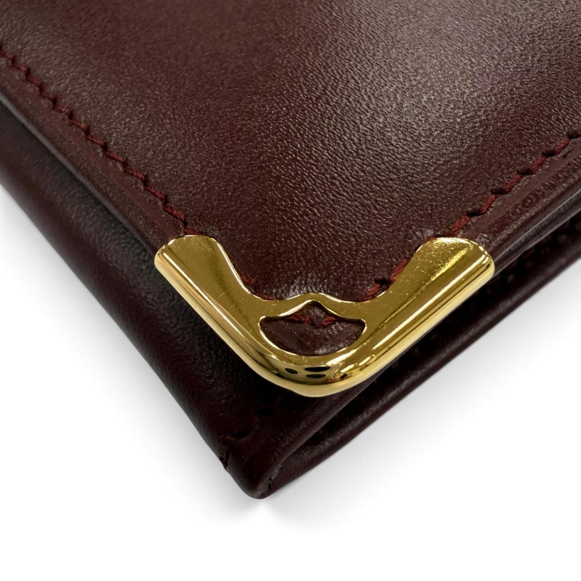 Cartier Bordeaux Leather Long Wallet (Bi-Fold) (Pre-Owned)