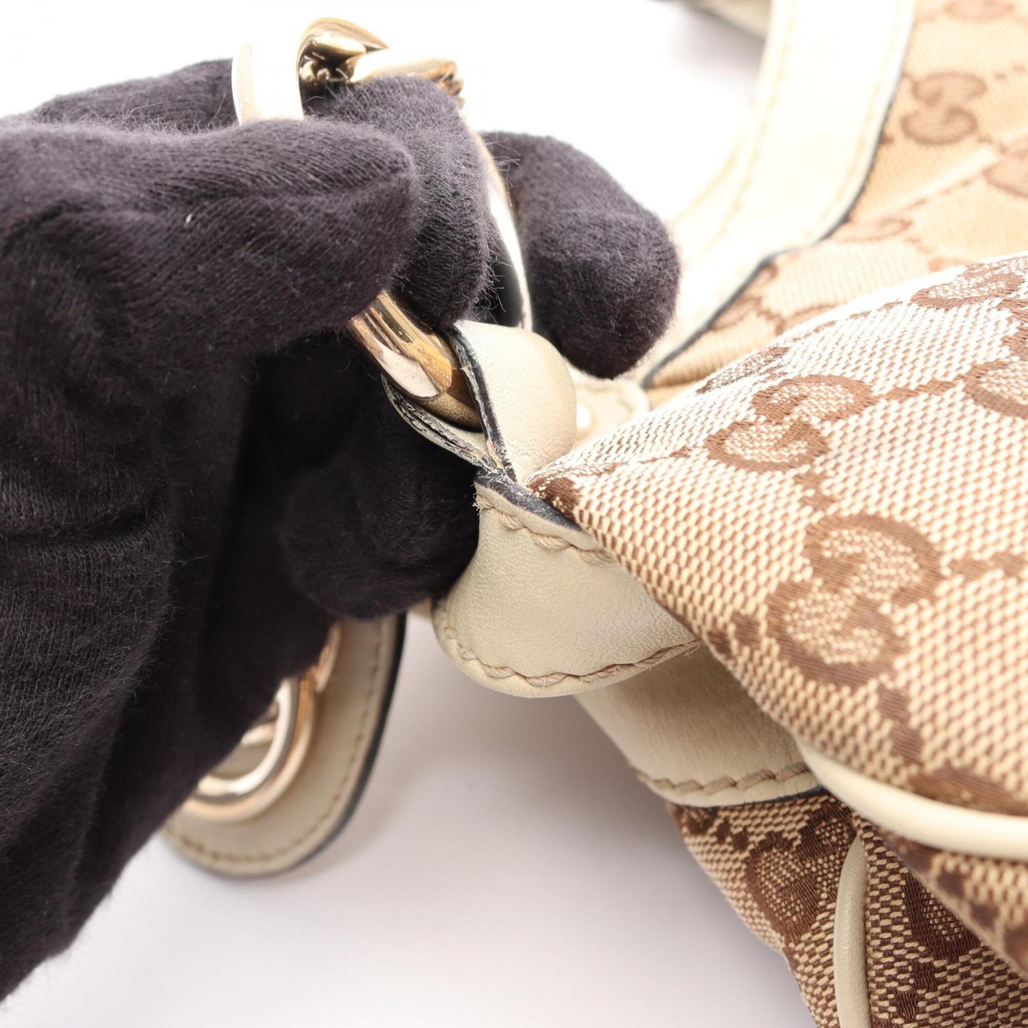 Gucci Beige Ivory Gg Canvas Handbag (Pre-Owned)