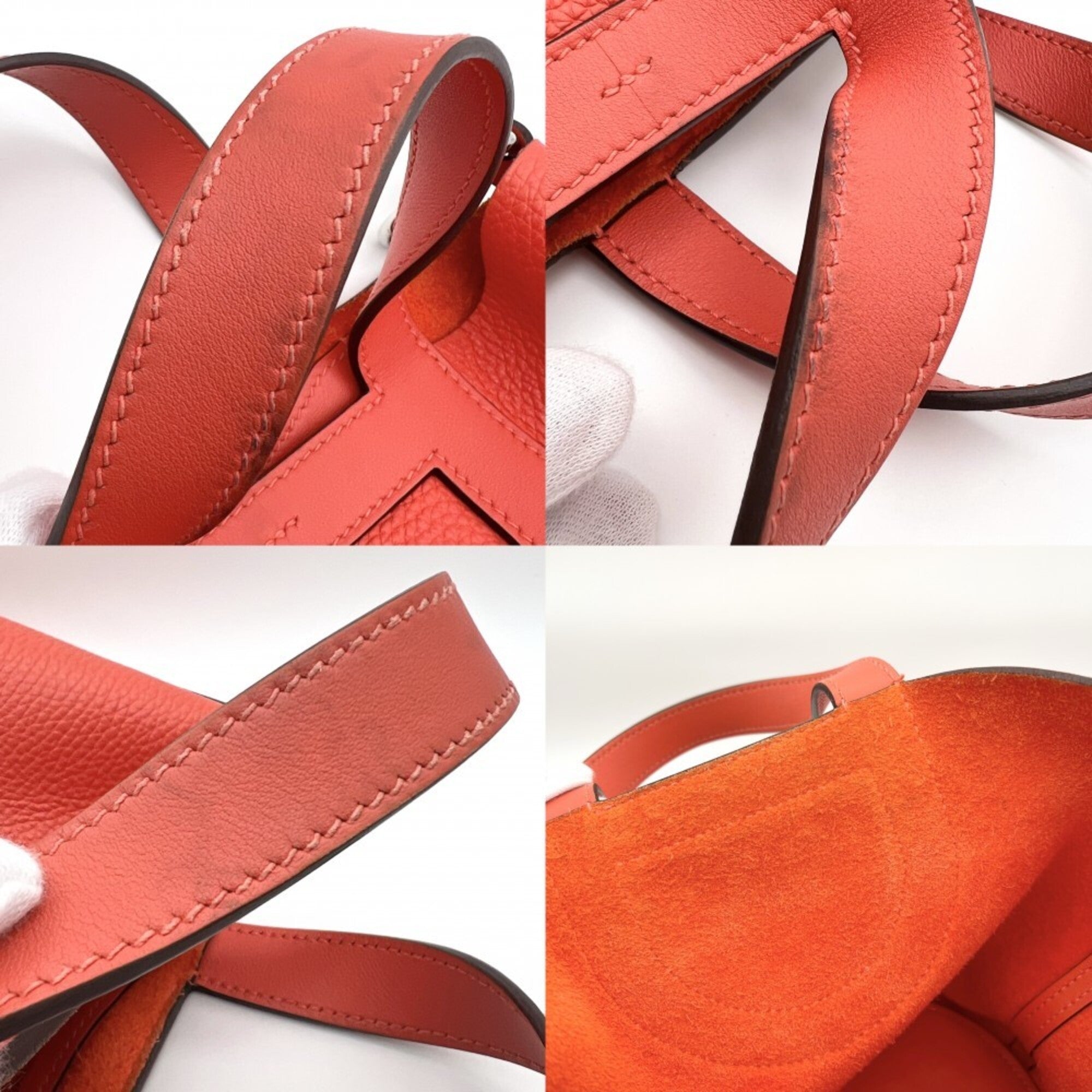 Hermes Orange Taurillon Clemence Leather Handbag (Pre-Owned)