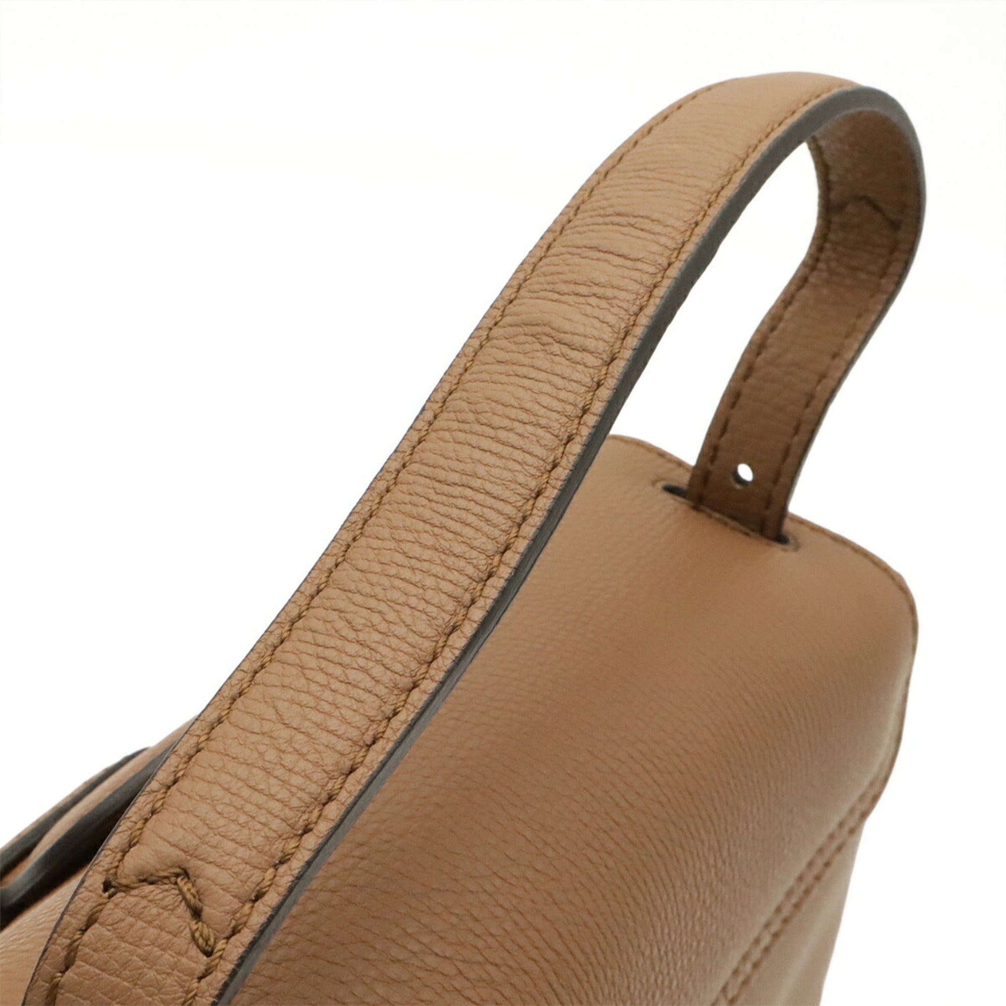 Burberry House Check Sand Leather Canvas Handbag Shoulder Bag (Pre-Owned)