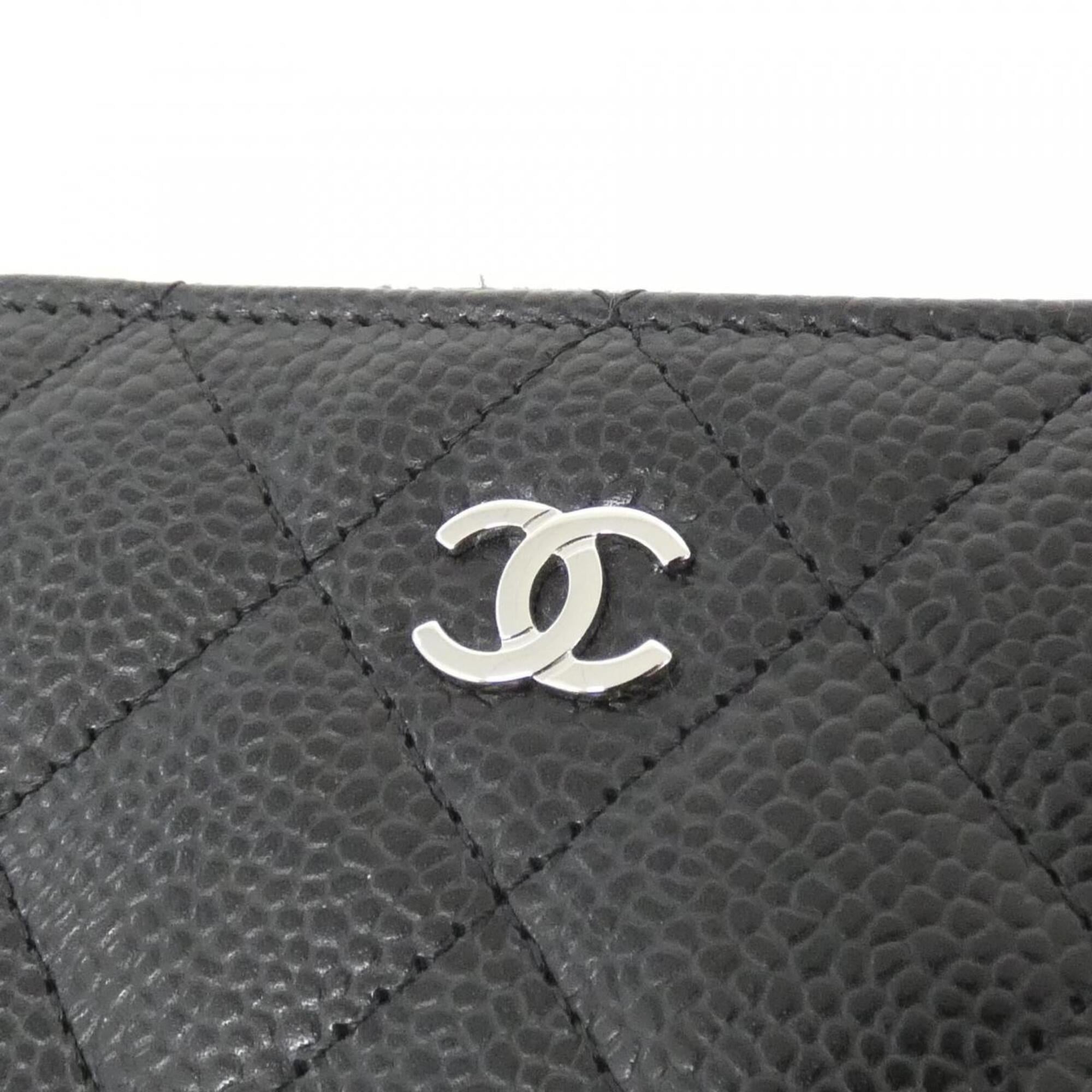 Chanel Black Grained Calfskin Coin Purse/Coin Case (Pre-Owned)