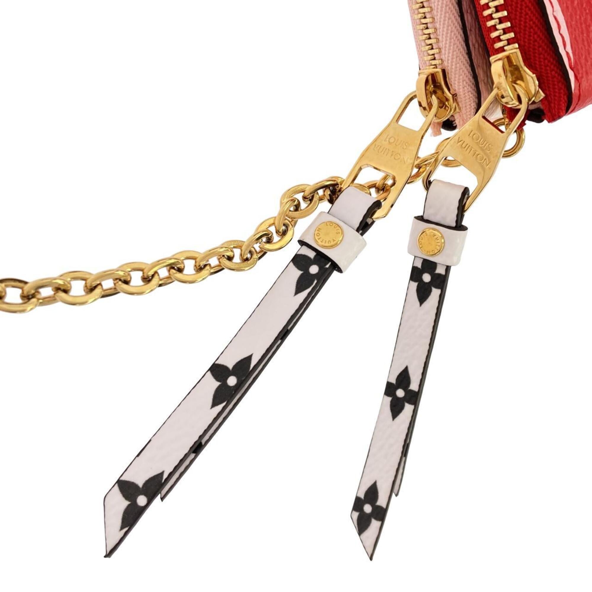 Louis Vuitton Rouge Coated Canvas Pochette Shoulder Bag (Pre-Owned)