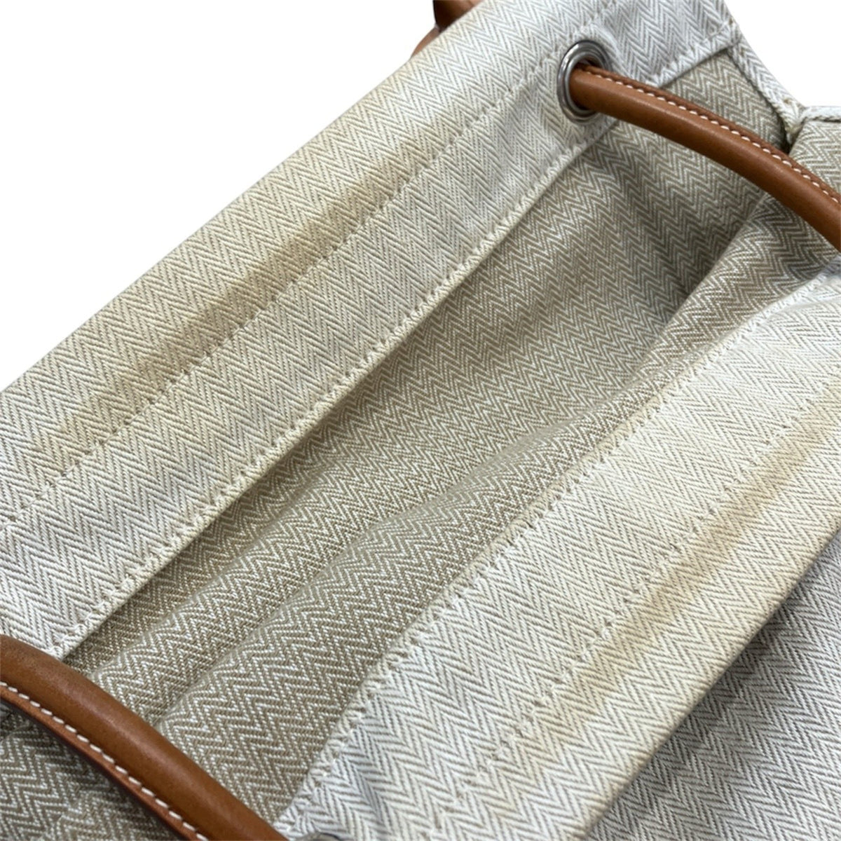 Hermes Ivory Toile Chevron Swift Leather Shoulder Bag (Pre-Owned)